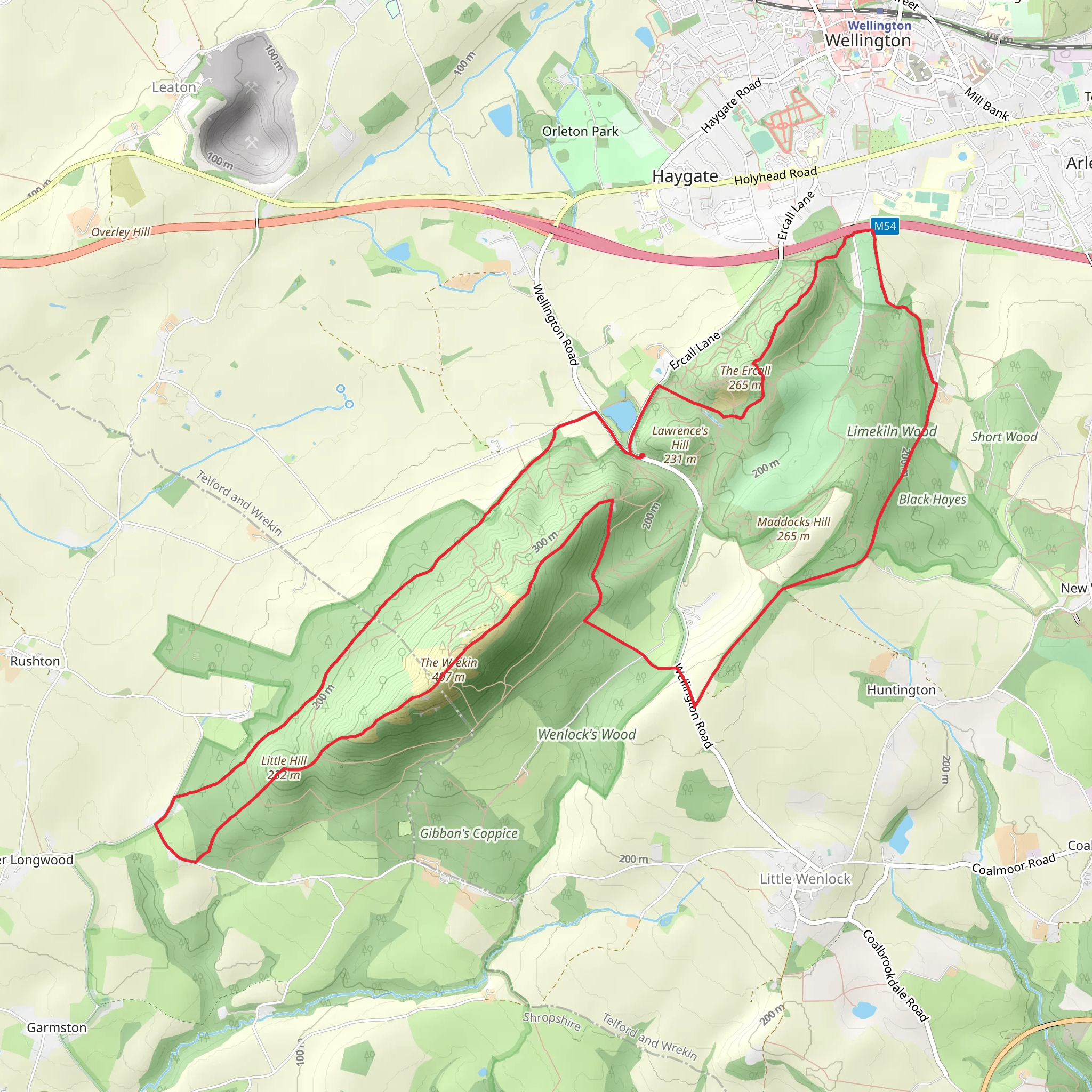 Little Hill, Wrekin Hill Fort and Limeklin Wood Loop mobile static map