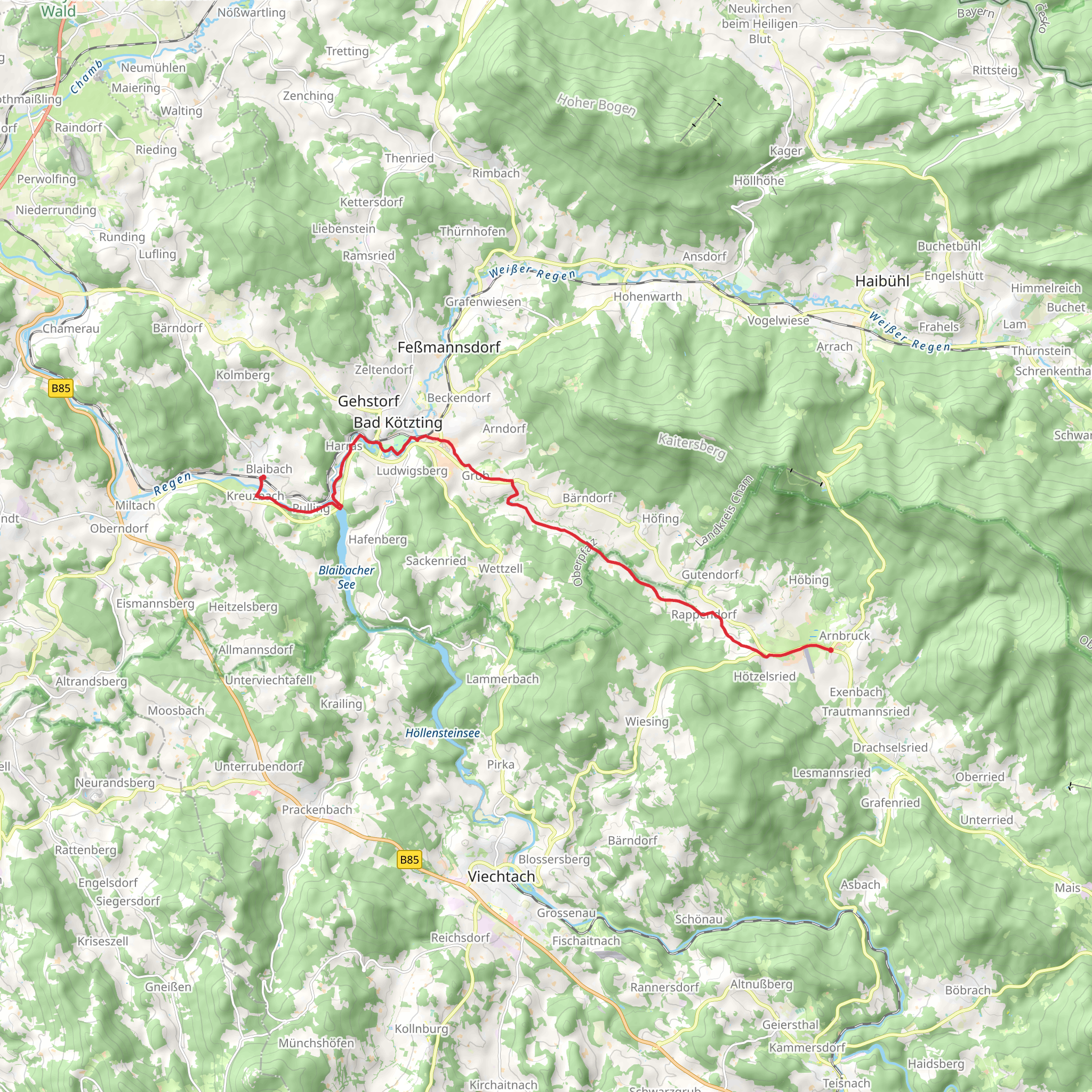 Blaibach to Arnbruck Walk mobile static map