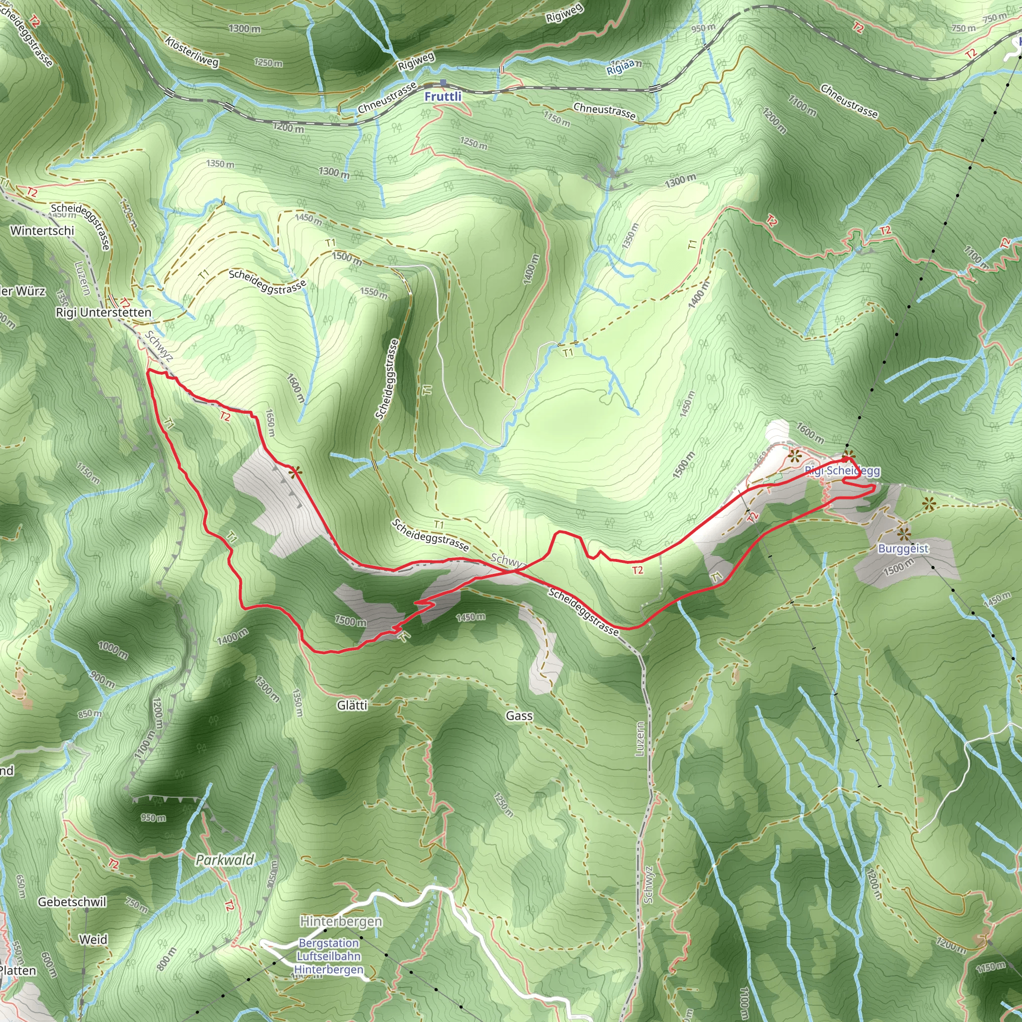 WanderWunder Schwyz - Rigi Hinter Dosse mobile static map