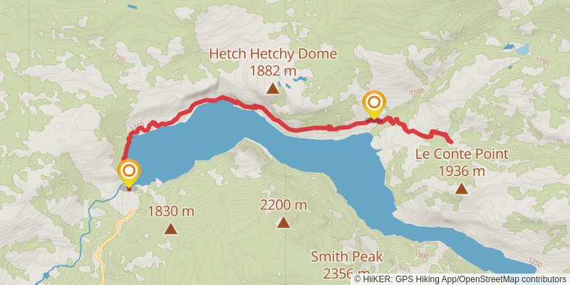 Wapama and Rancheria Falls Trail stage 2 Map