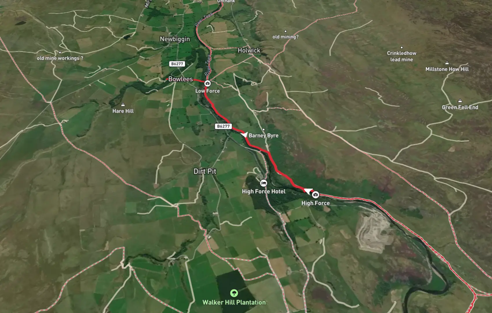 An image depicting the trail High Force and its surrounding area.