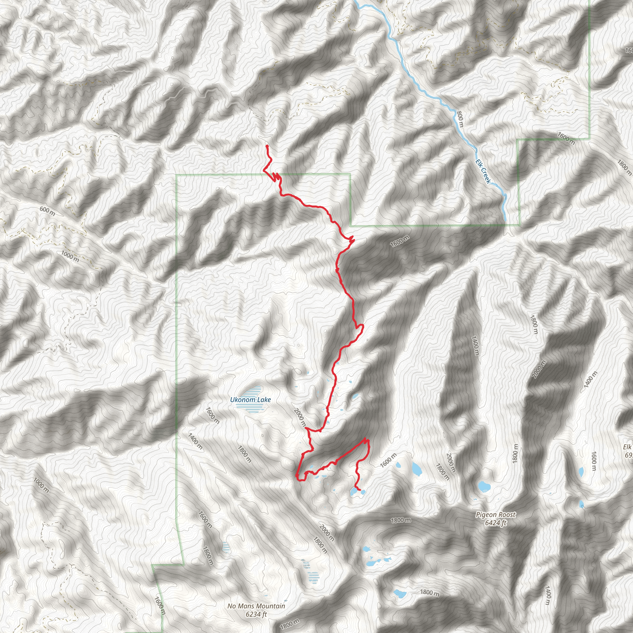 Gold Granite and Green Granite Lake via Johnson's Hunting Ground Trail mobile static map