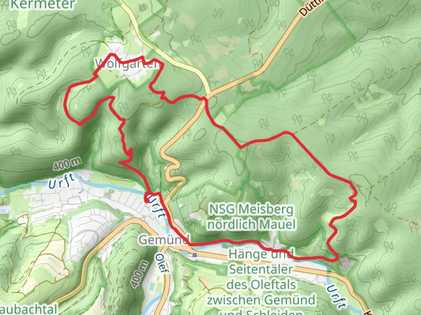 An image depicting the trail Kroenungsweg Loop and its surrounding area.