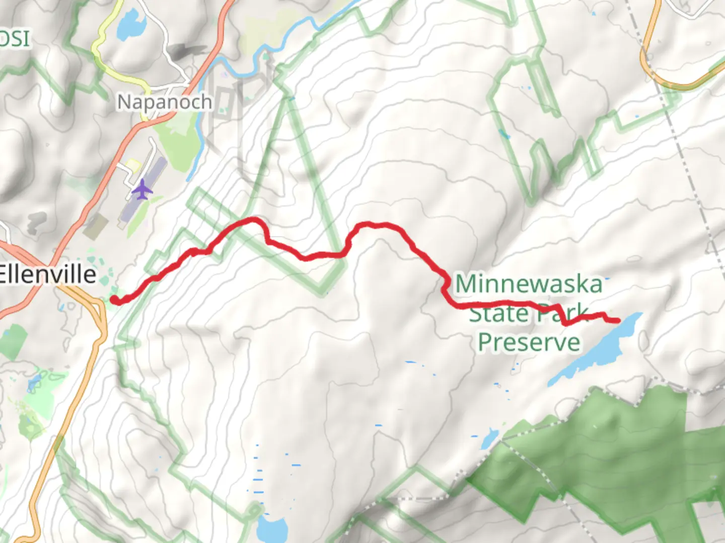 An image depicting the trail Lake Awosting via Smiley Carriageway and its surrounding area.