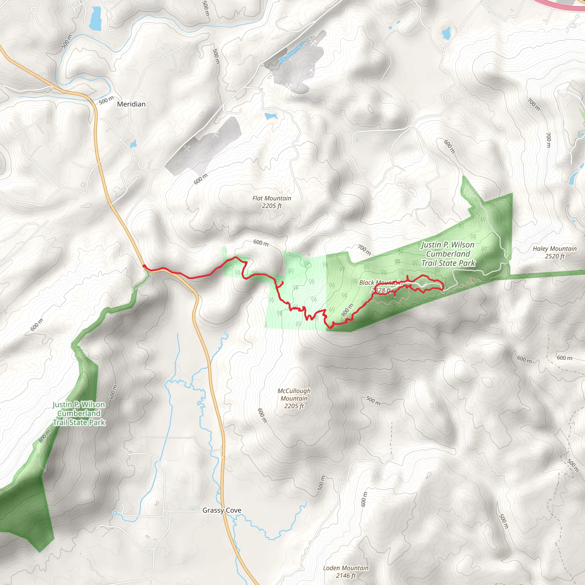 Black Mountain via Grassy Cove Trail mobile static map