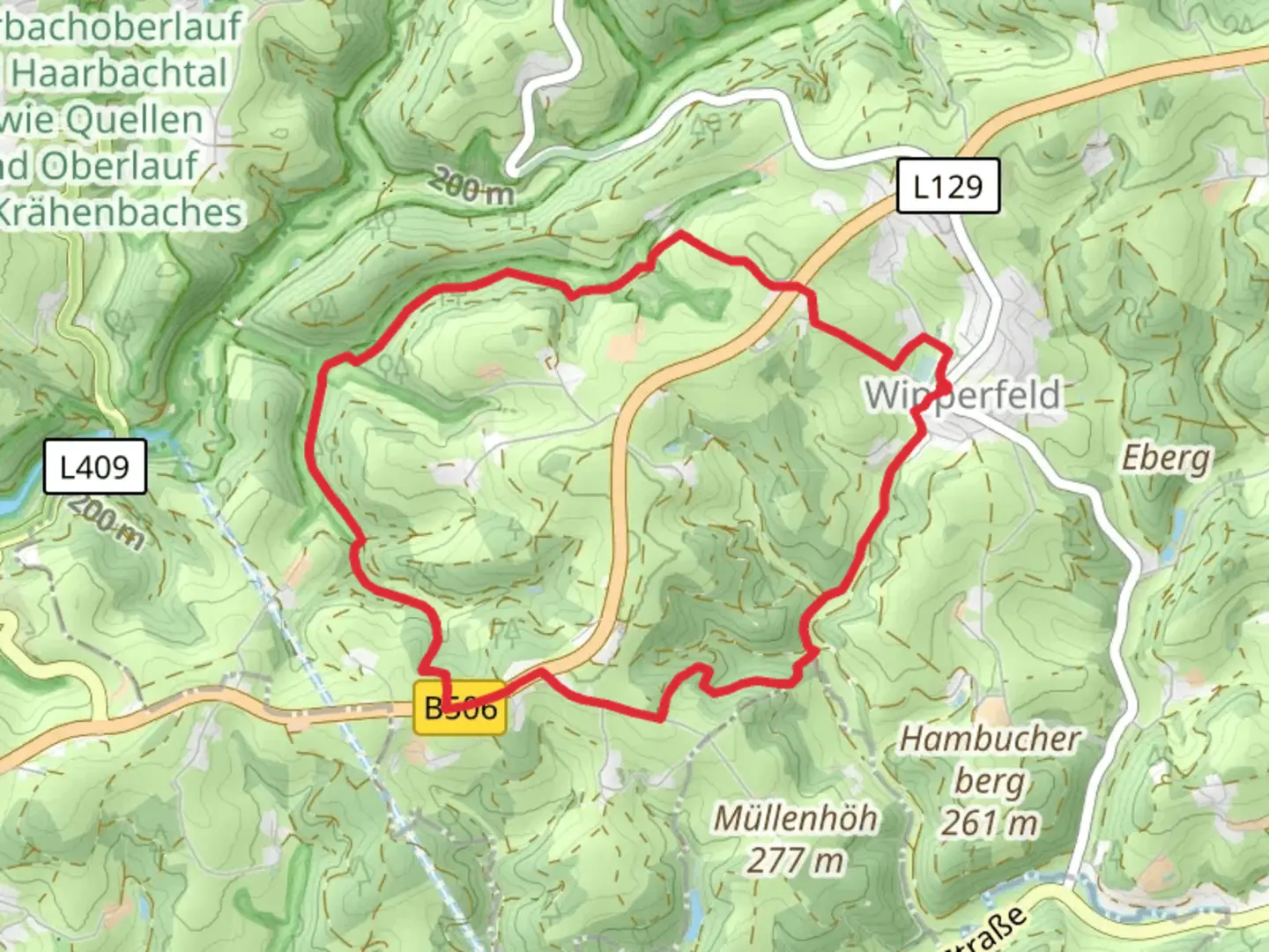 An image depicting the trail Wipperfeld Loop and its surrounding area.