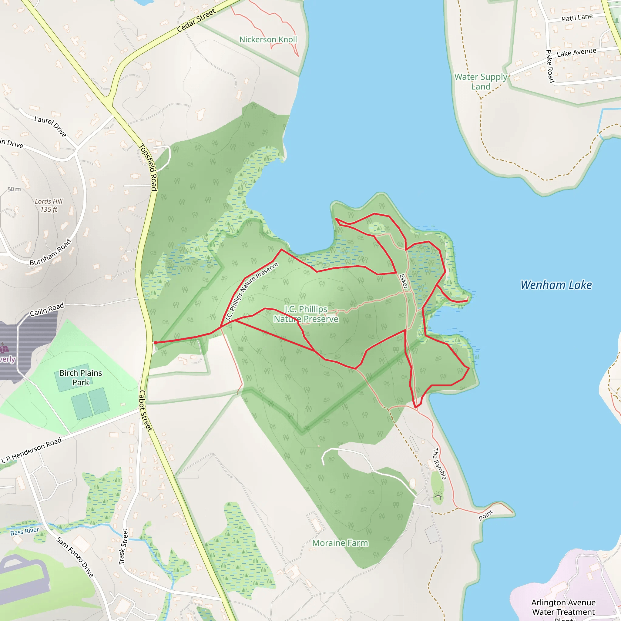 Wenham Lake Loop mobile static map