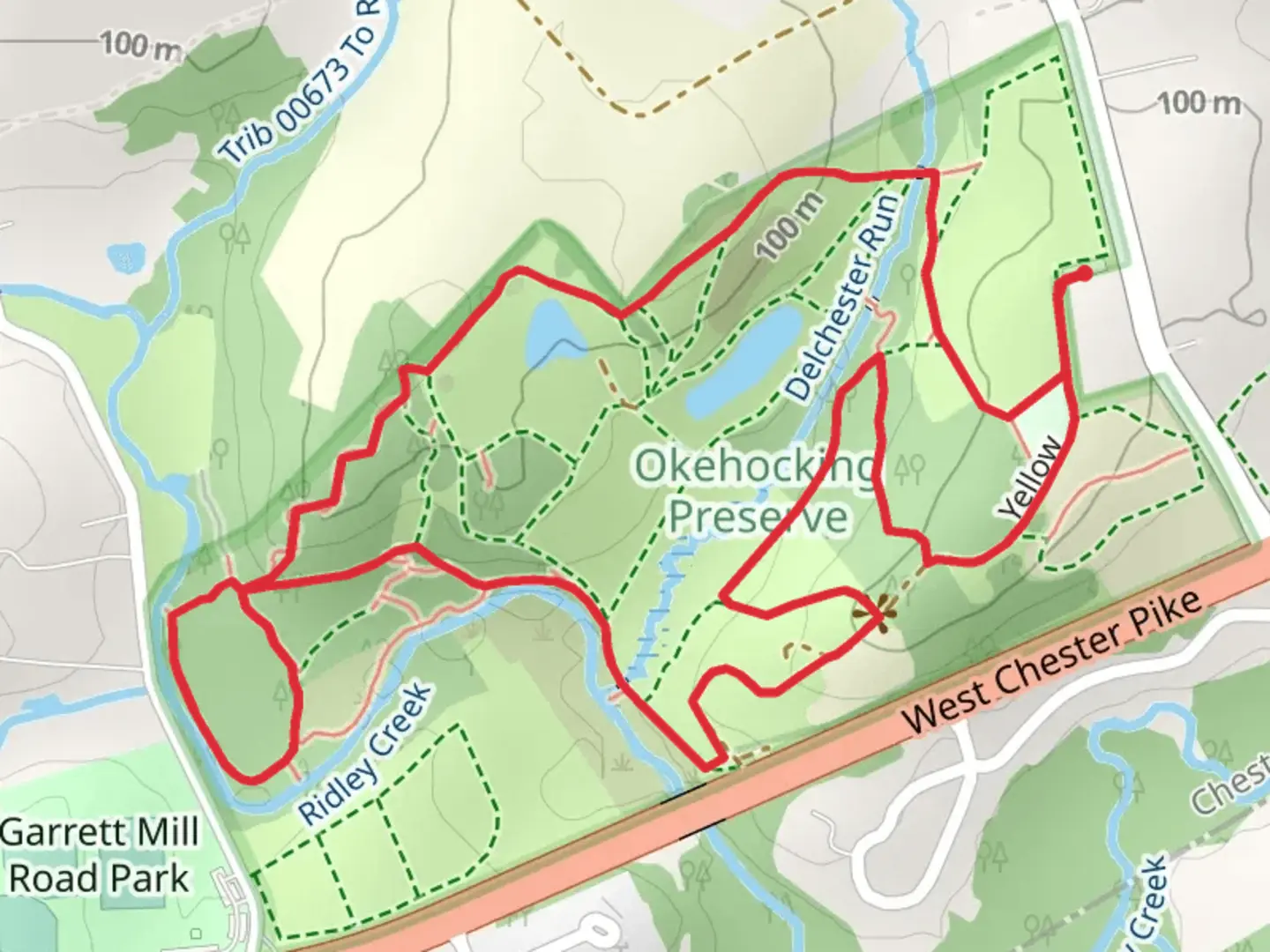 An image depicting the trail Delchester Run Loop and its surrounding area.