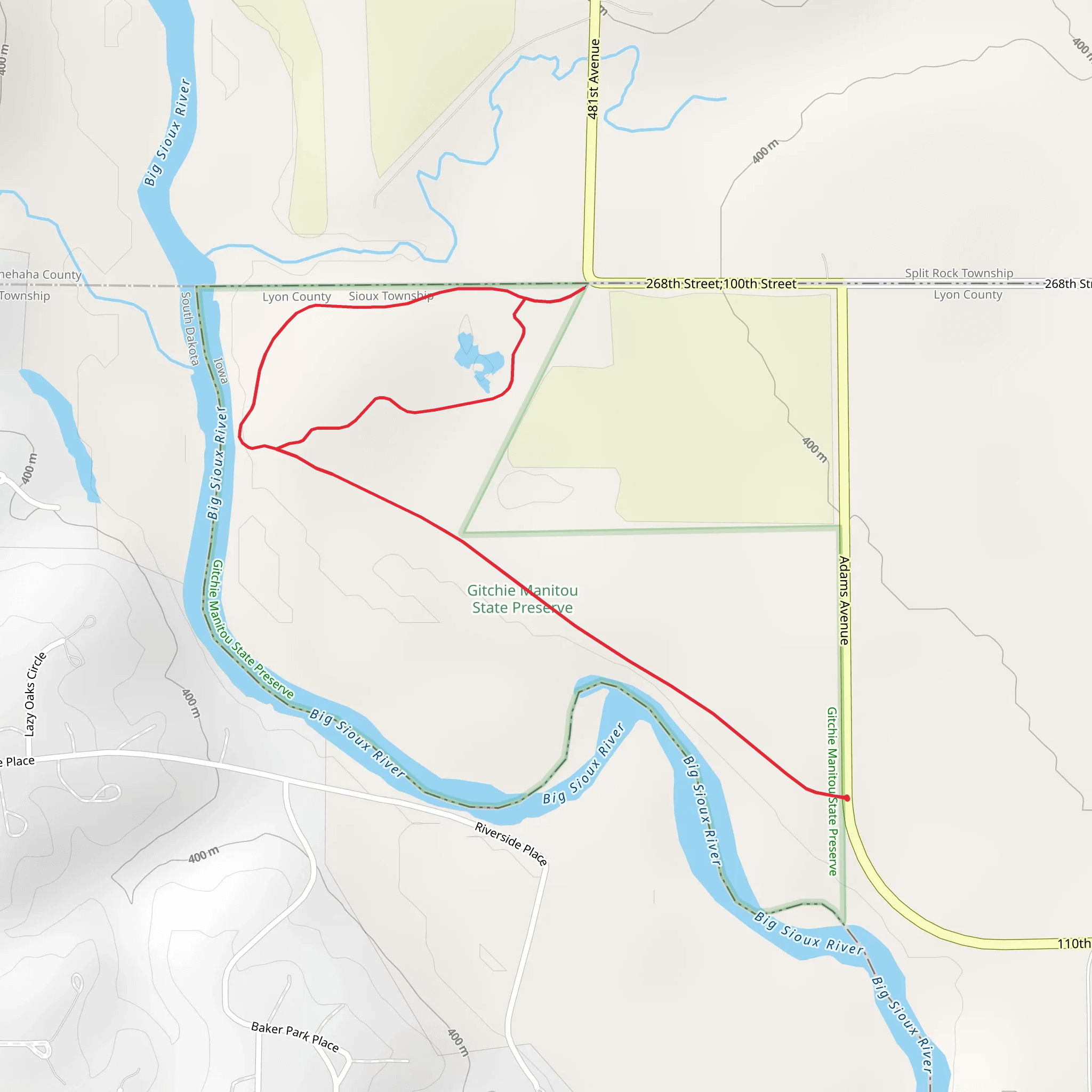 Big Sioux River Out and Back mobile static map