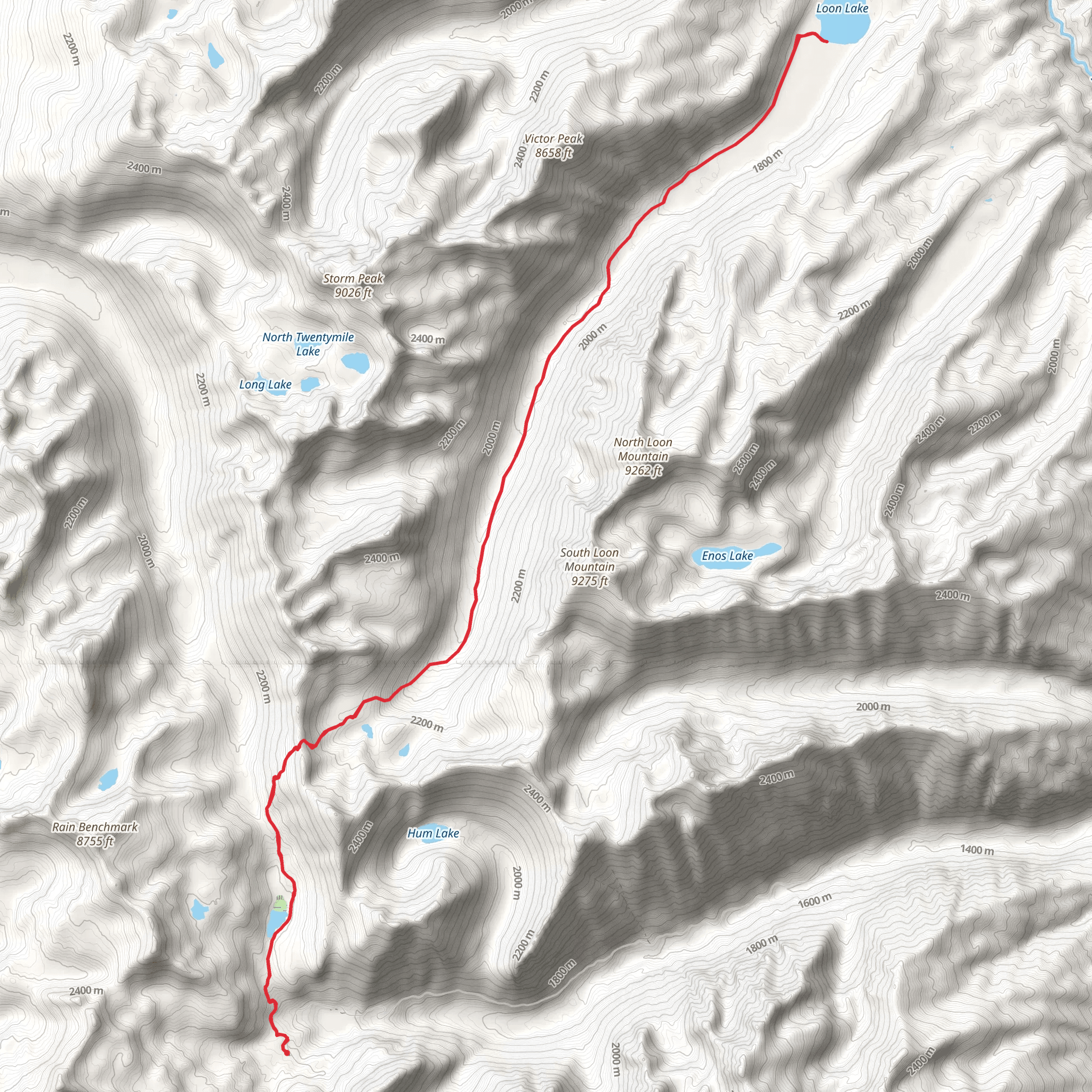 Loon Lake via Twentymile Trail mobile static map