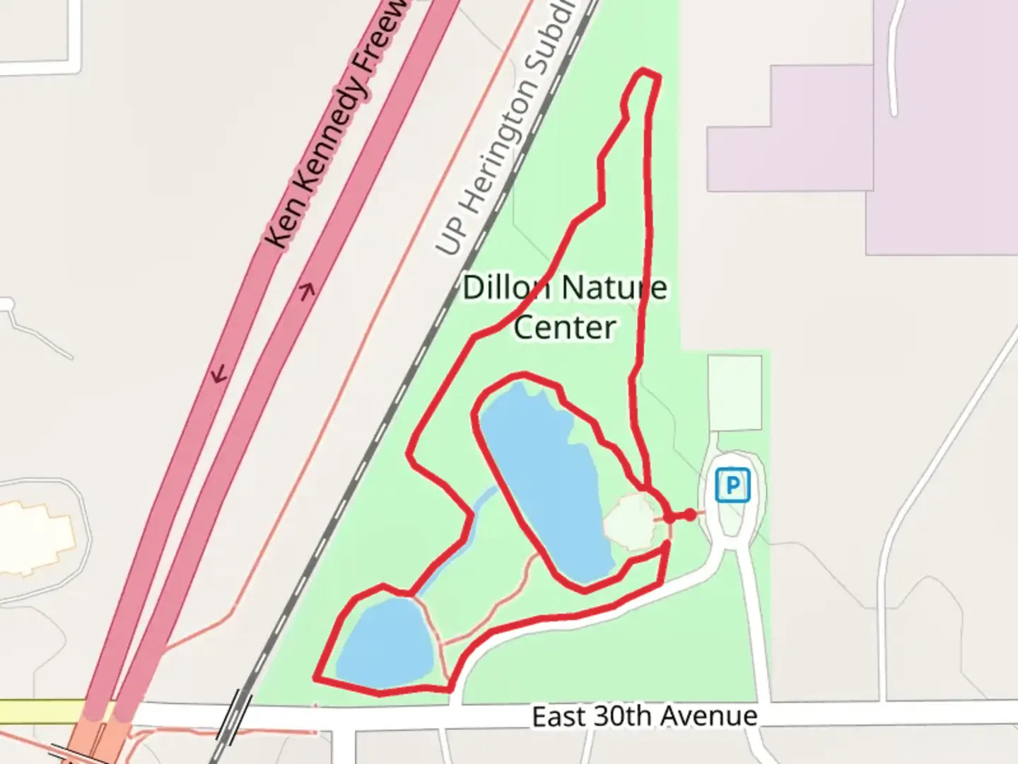 An image depicting the trail Dillon Nature Center Loop and its surrounding area.