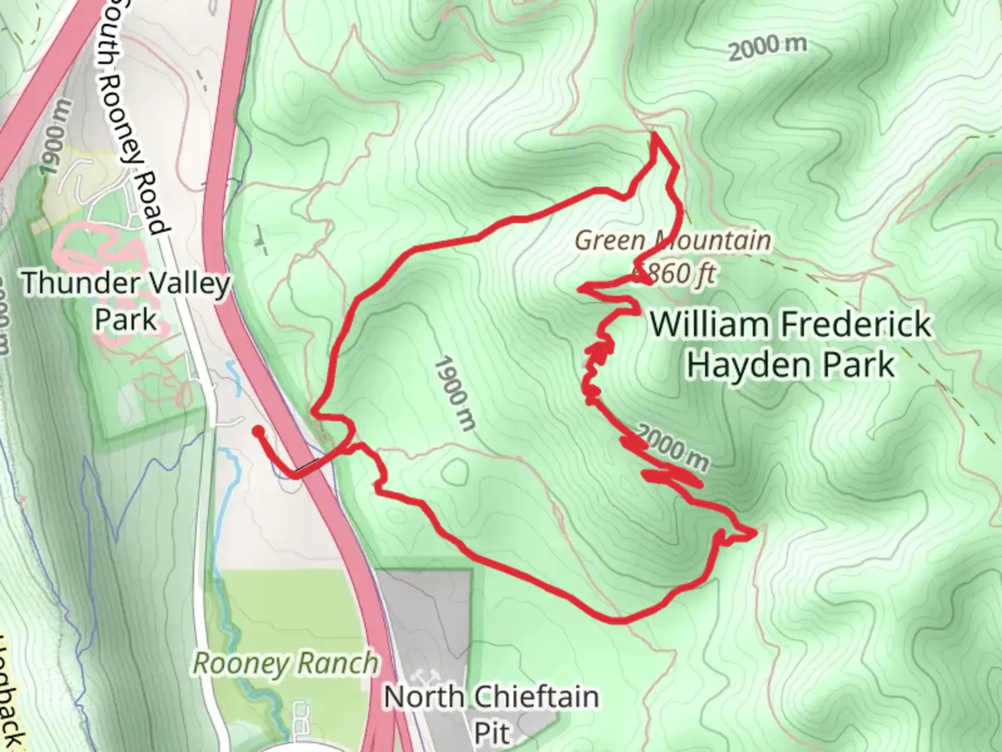 An image depicting the trail Rooney Valley and Green Mountain Loop Trail and its surrounding area.