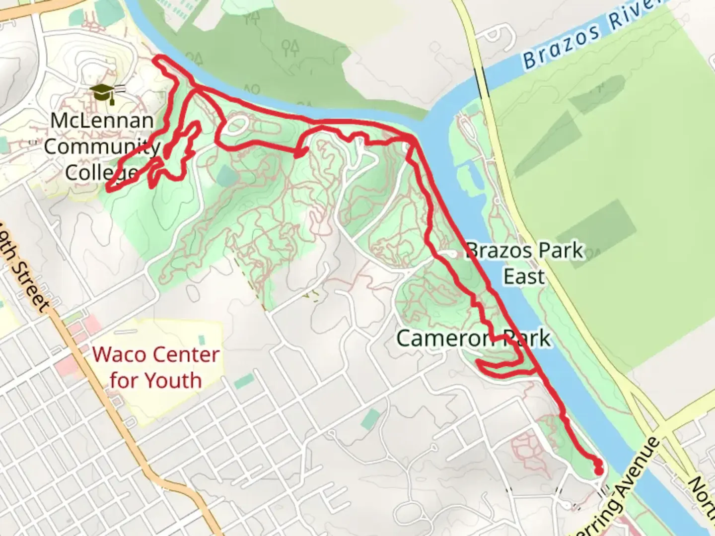 An image depicting the trail Brazos River Trail and its surrounding area.