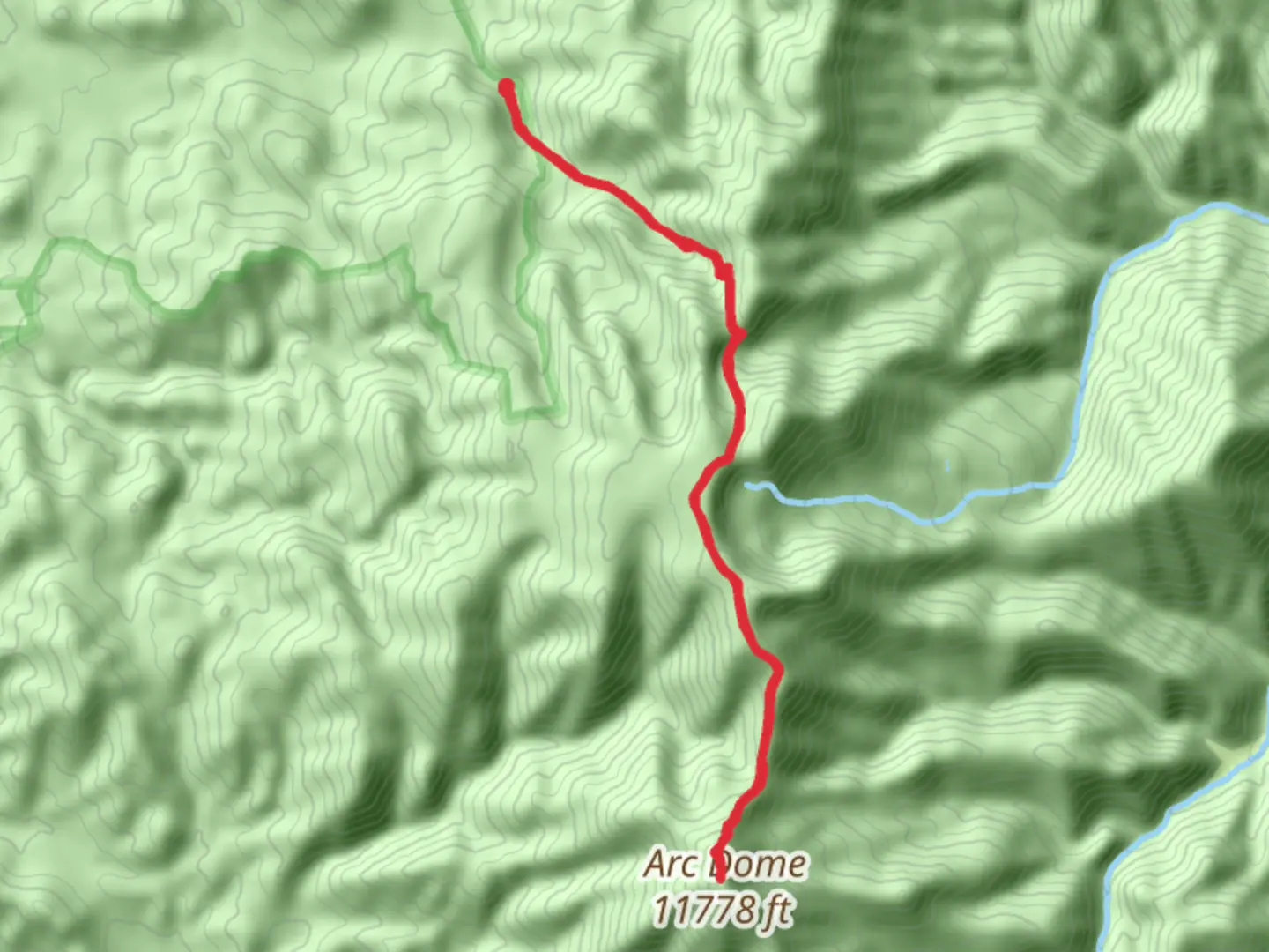 An image depicting the trail Arc Dome and its surrounding area.