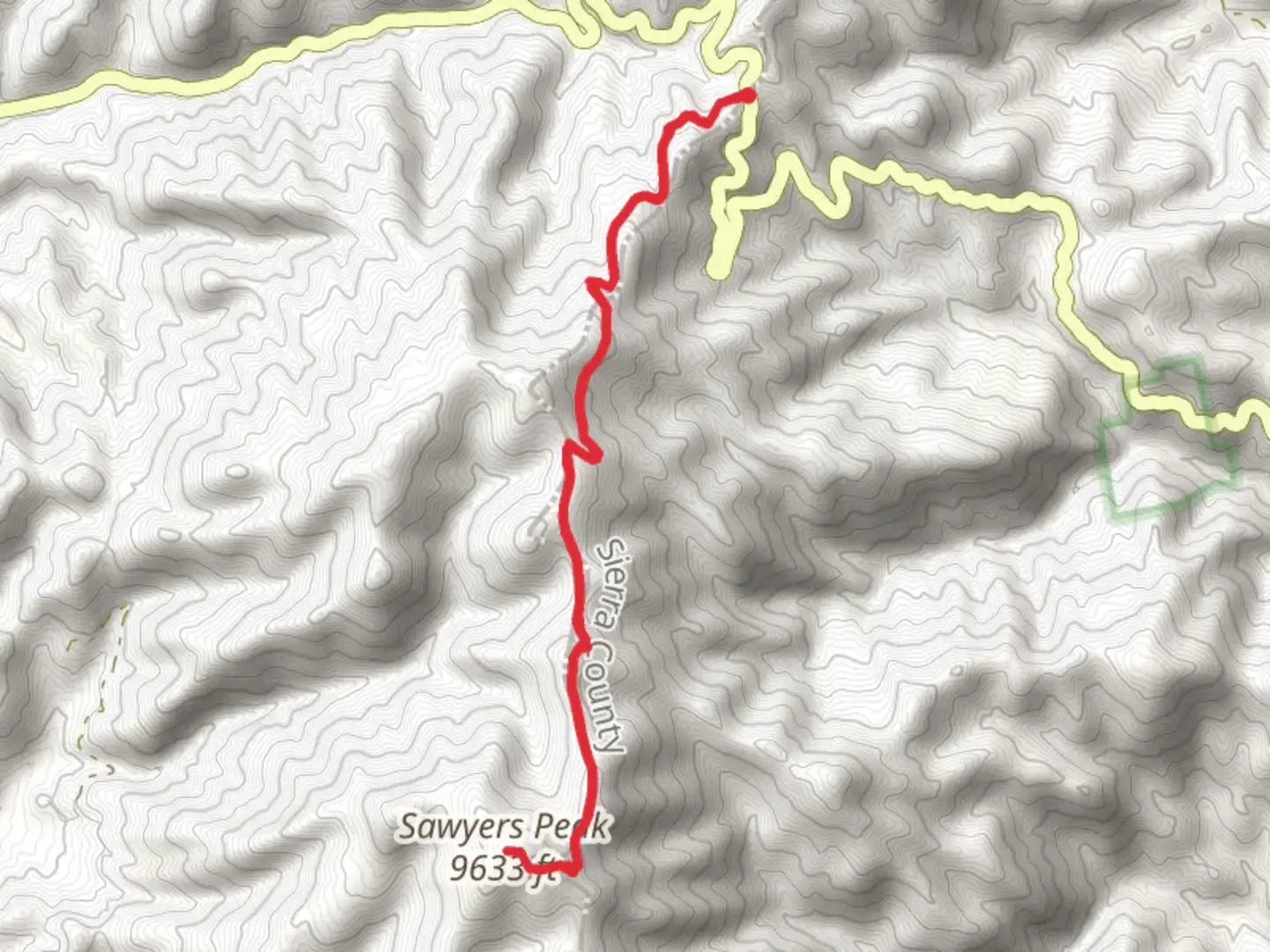 An image depicting the trail Sawyers Peak via CDT and its surrounding area.
