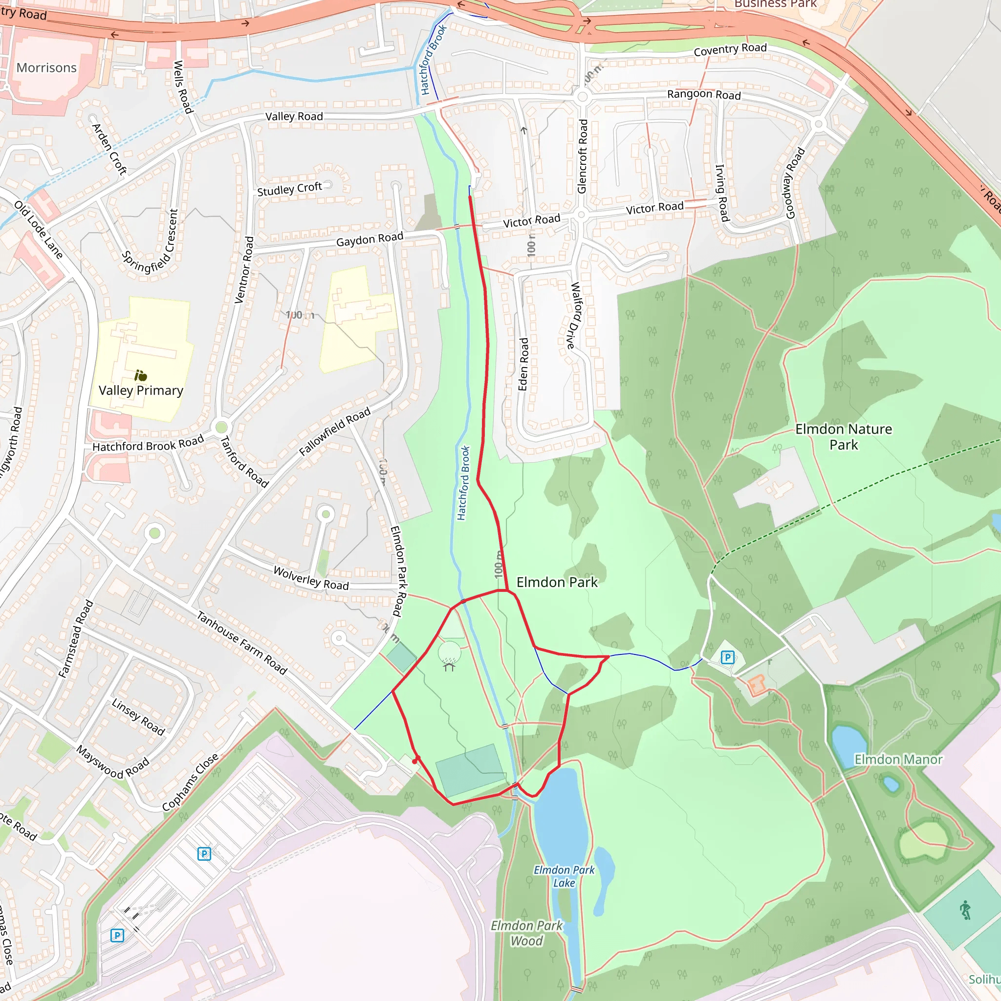 Elmdon Park Loop mobile static map