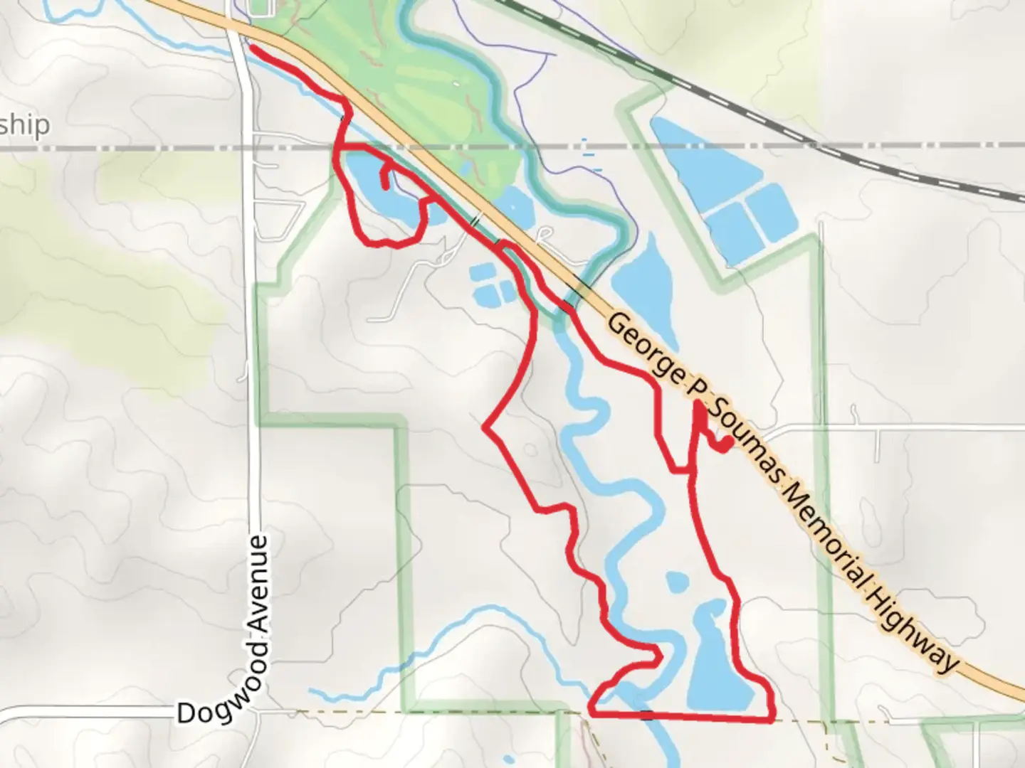 An image depicting the trail Middle Raccoon River Loop and its surrounding area.