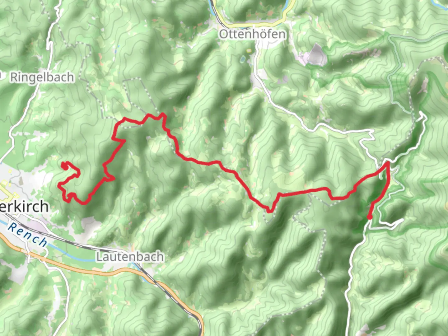 An image depicting the trail All Saints Waterfall to Schauenburg Castle Walk via Sohlberg and its surrounding area.
