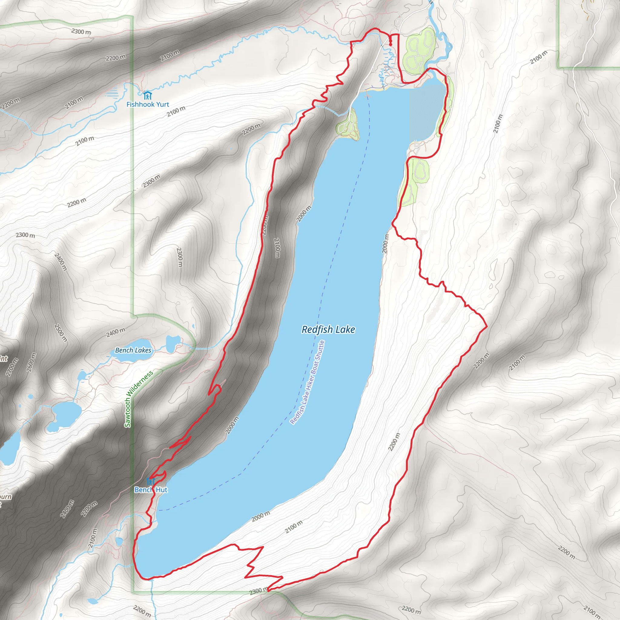 Redfish Lake Loop via Redfish Creek-Baron Creek Trail and Grand Mogul Trail mobile static map