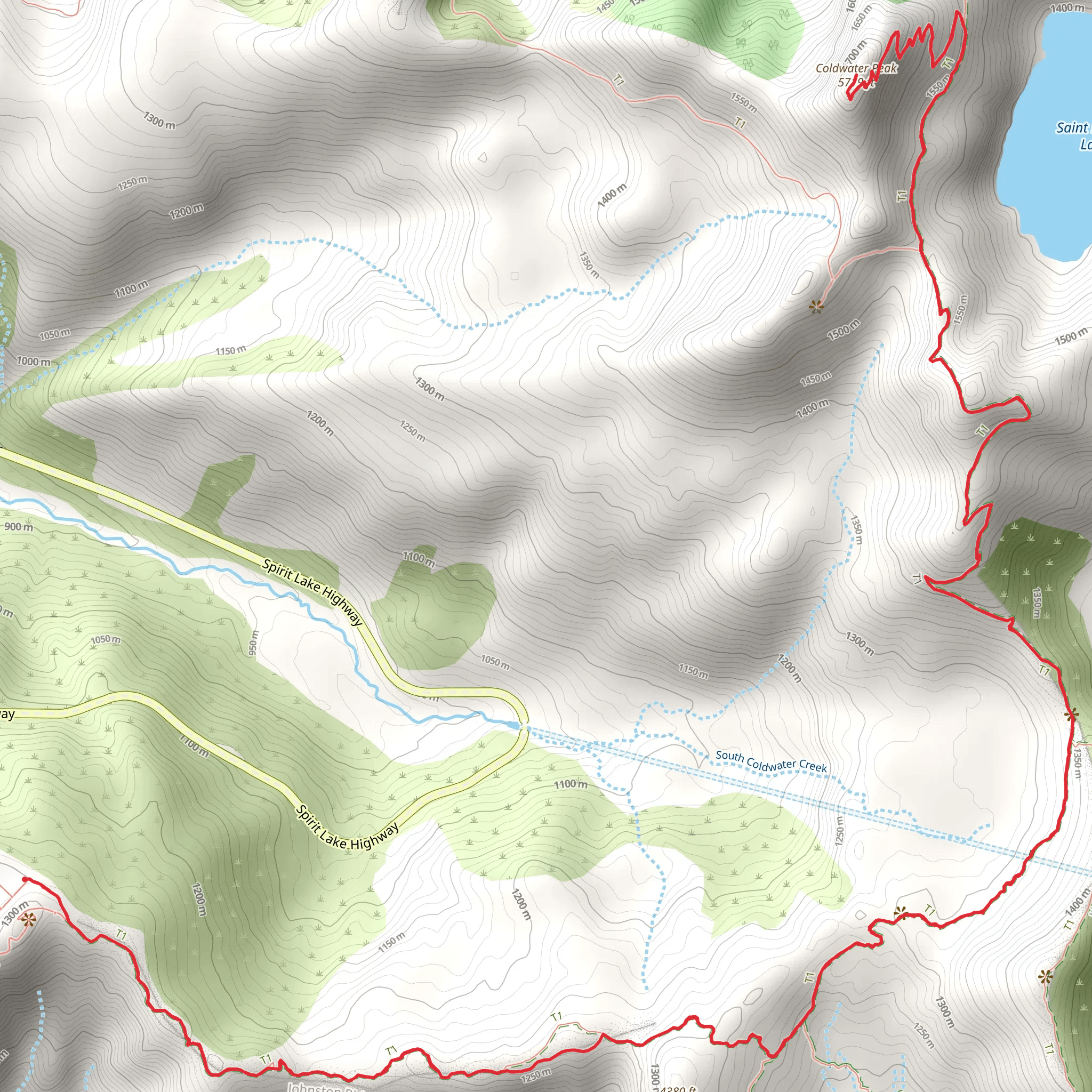 Coldwater Peak via Boundary Trail mobile static map