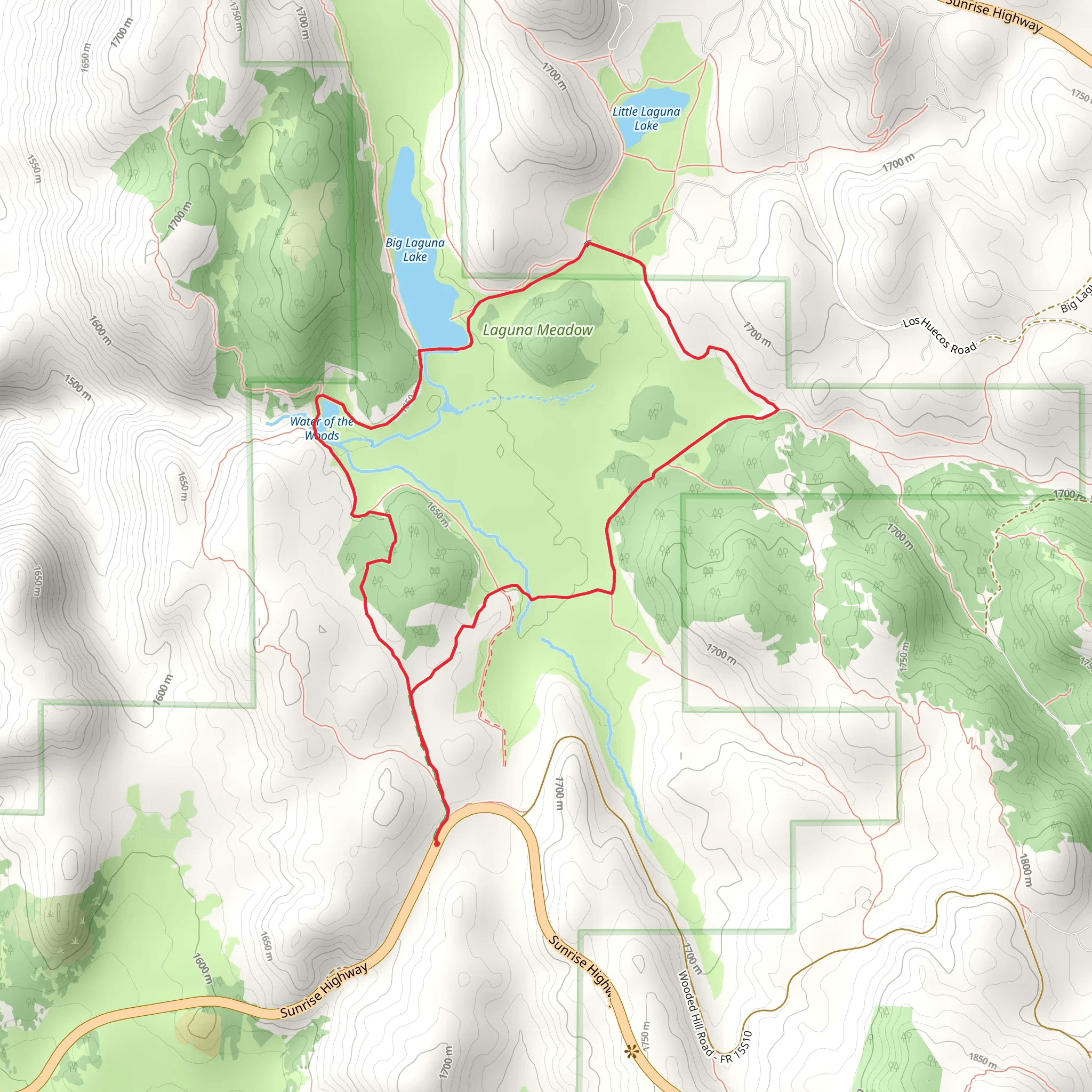 Water of the Woods Spur and Big Laguna Loop Trail mobile static map