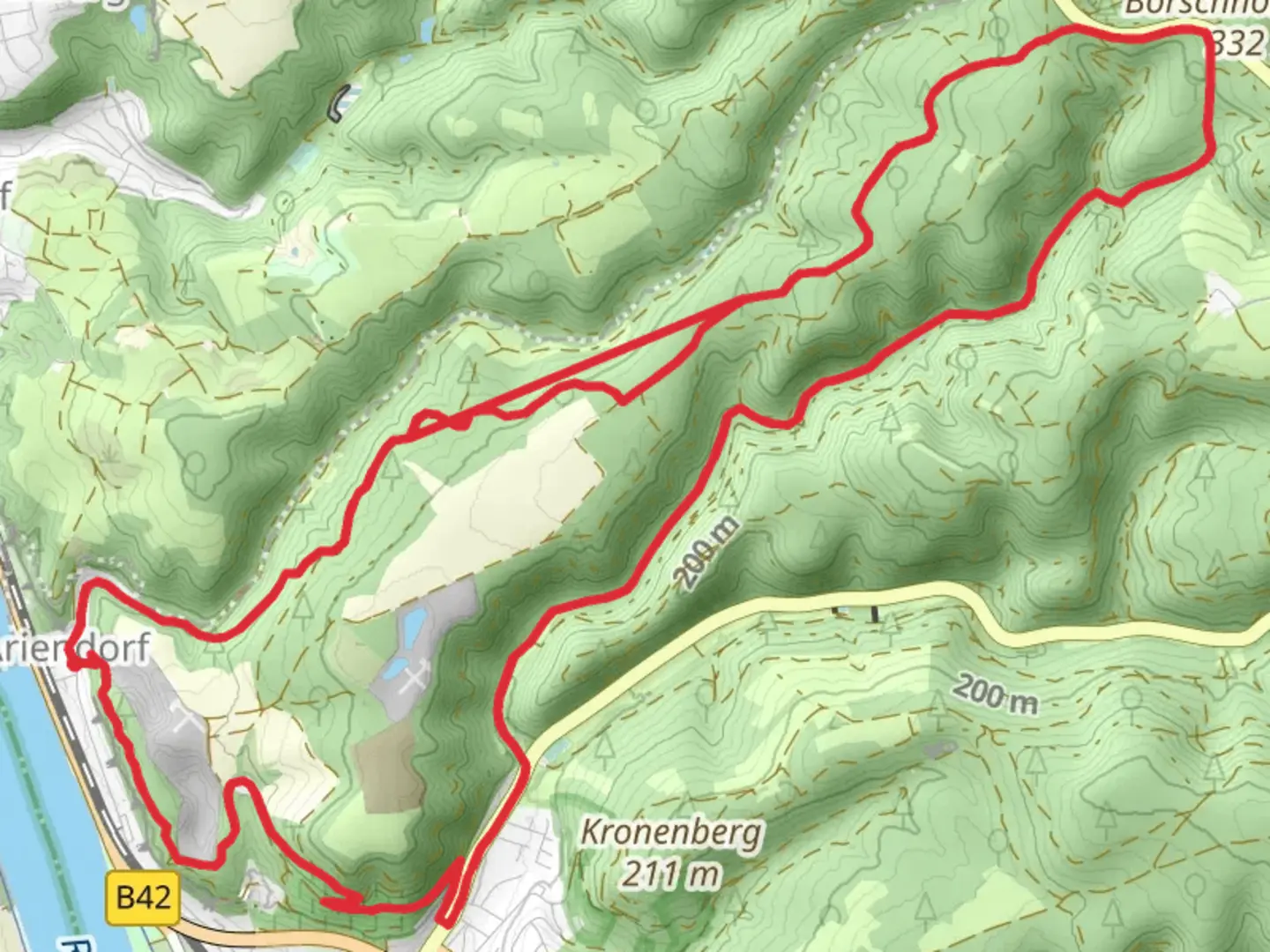An image depicting the trail Vom Tal zur Hoehe and its surrounding area.