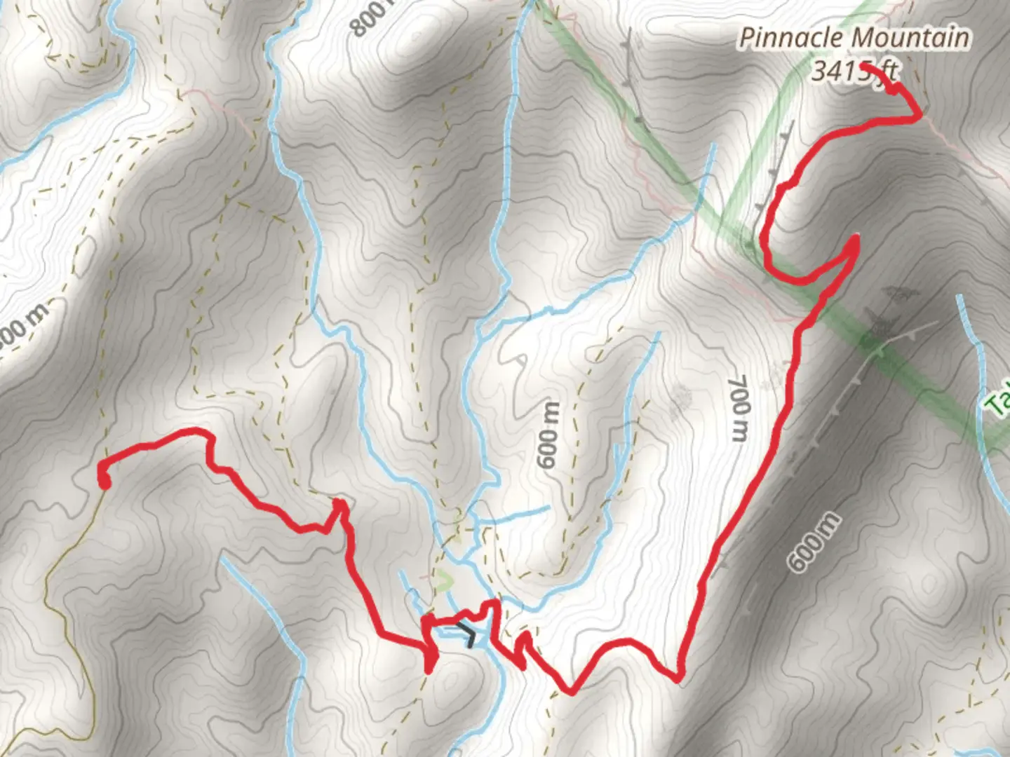 An image depicting the trail Pinnacle Mountain via Palmeto Trail and Foothills Trail and its surrounding area.