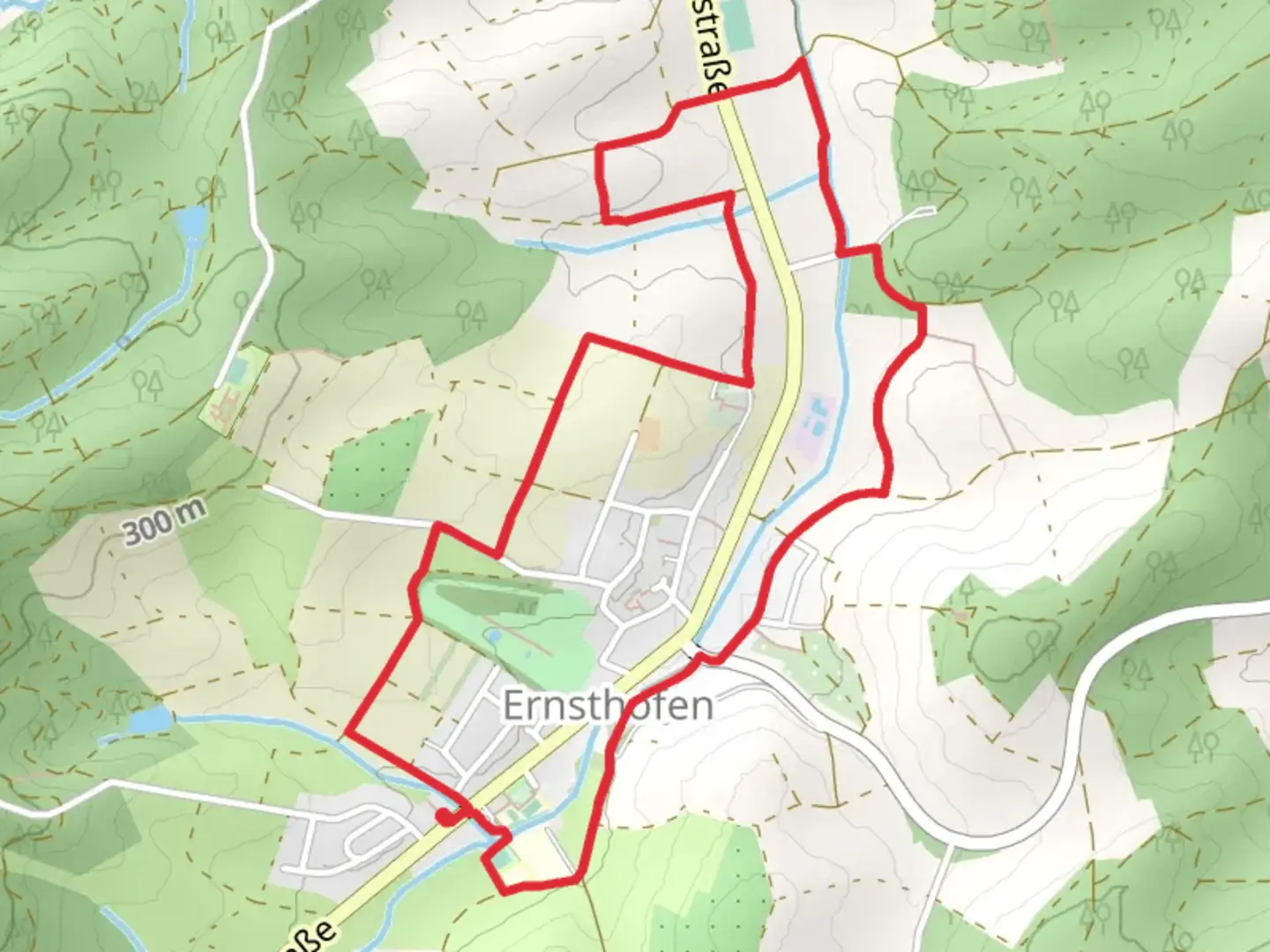 An image depicting the trail Modautalweg and Alemannenweg Loop and its surrounding area.