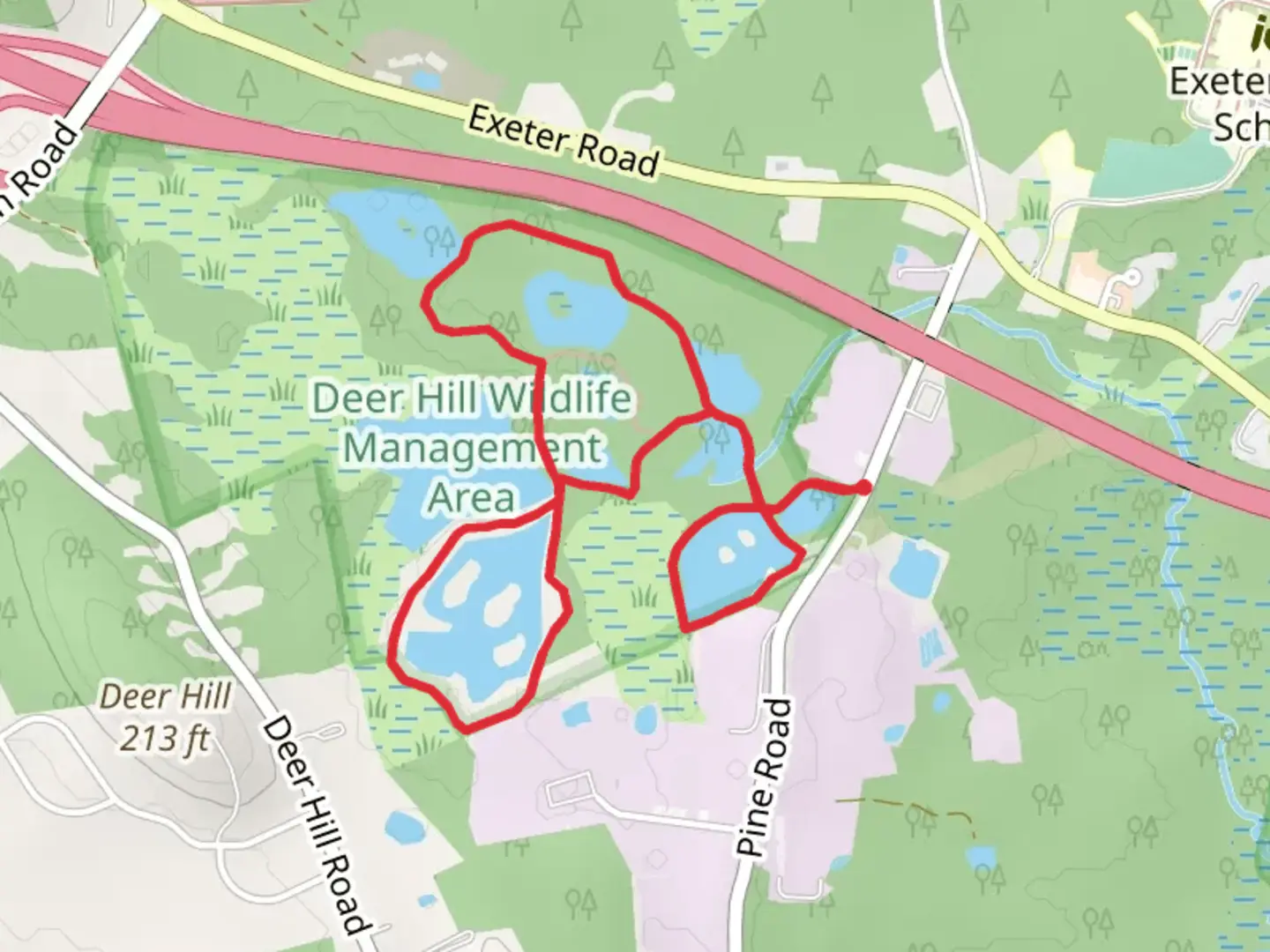 An image depicting the trail Lamprey River and Tucker Loop Trail and its surrounding area.