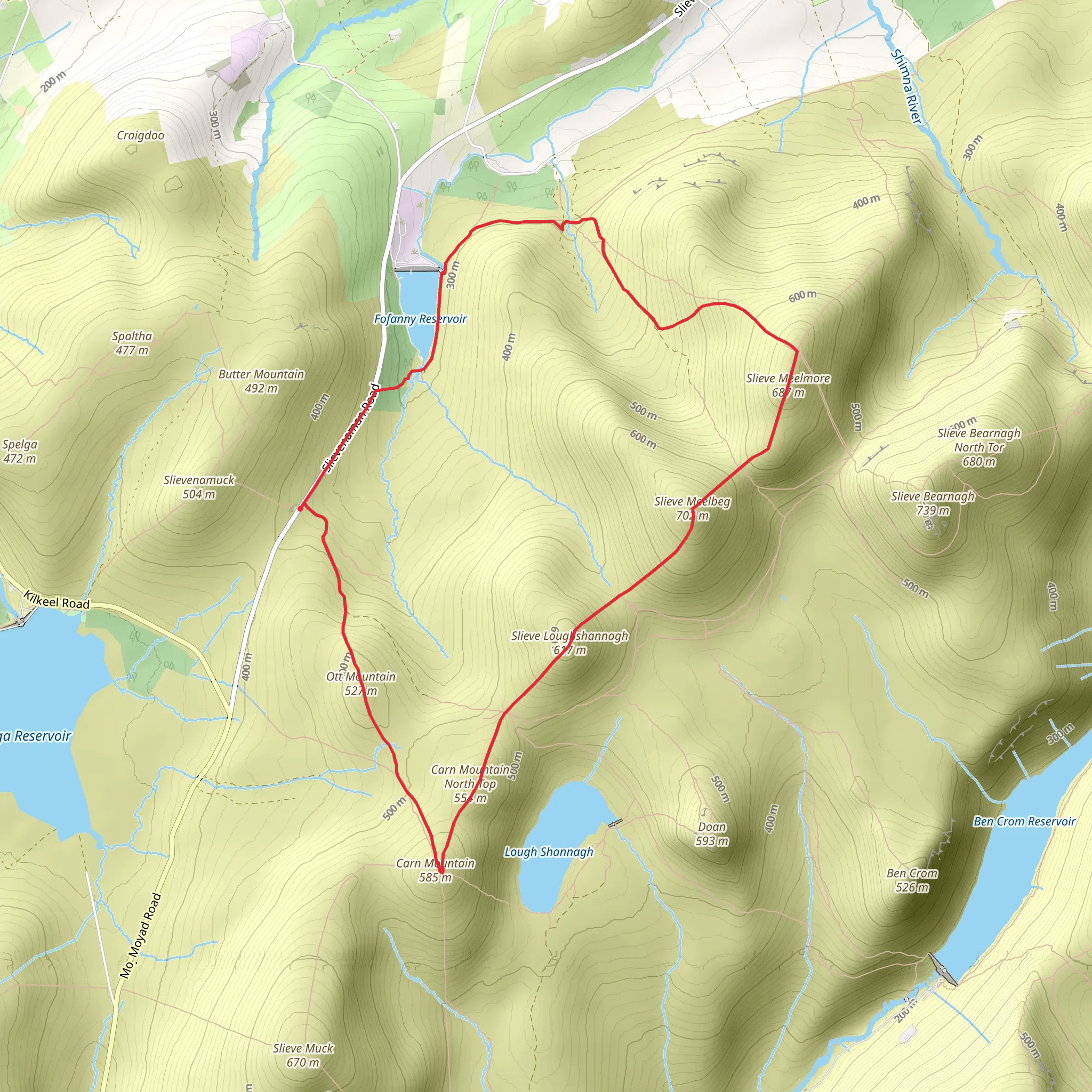 Ott Mountain, Slieve Meelbeg and Slieve Meelmore Loop mobile static map