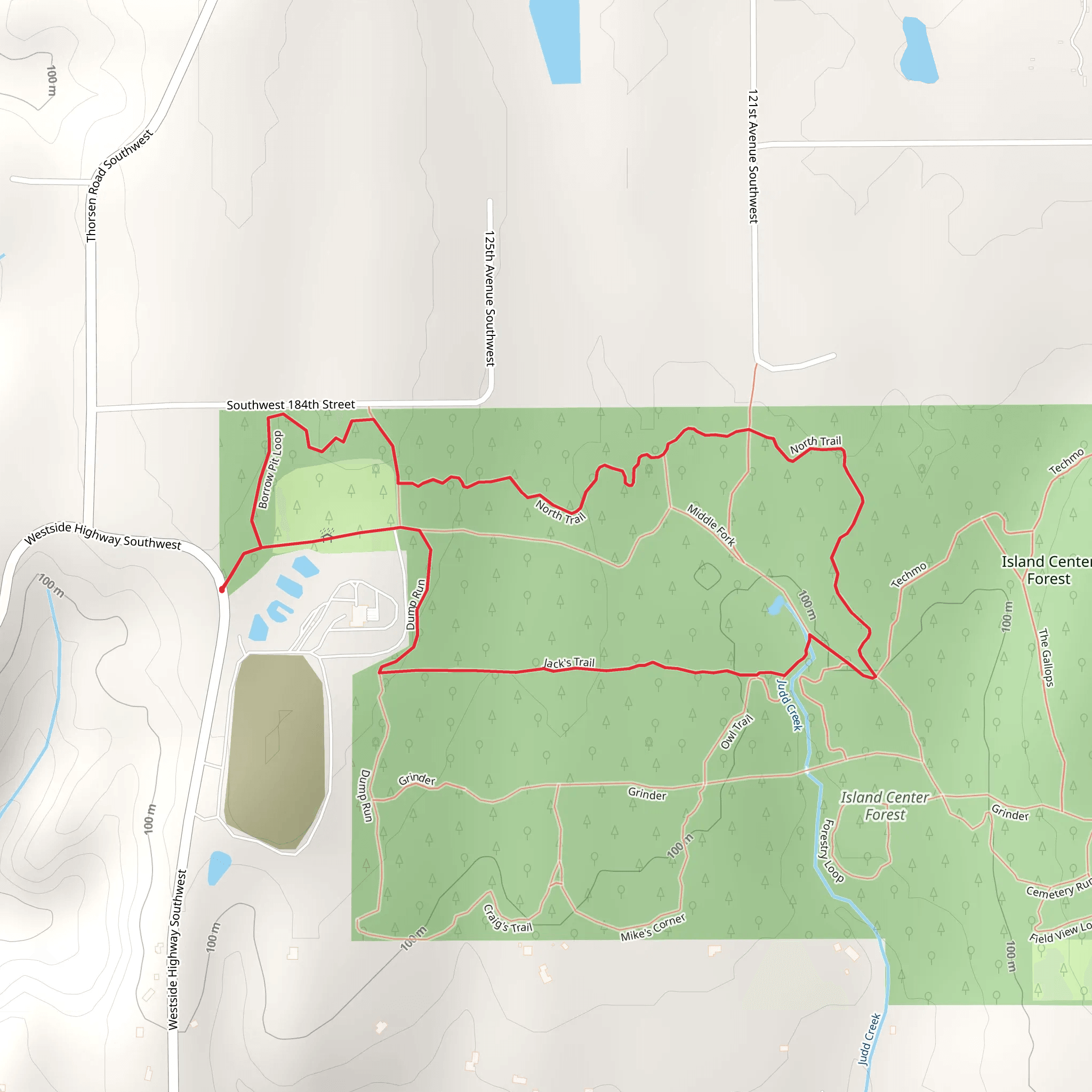 Borrow Pit, North and Jack's Loop Trail mobile static map