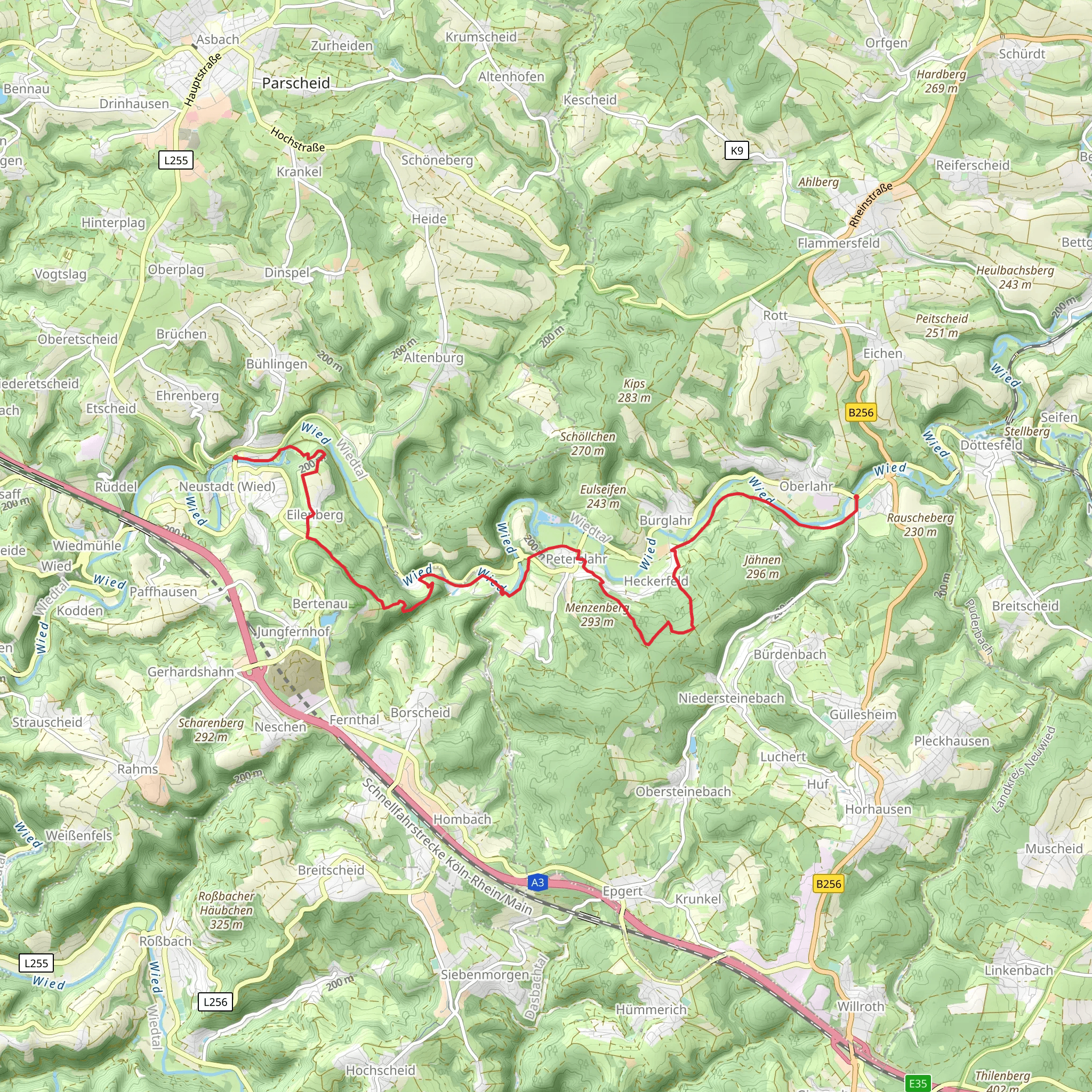 Oberlahr to Neustadt via Wiedweg mobile static map