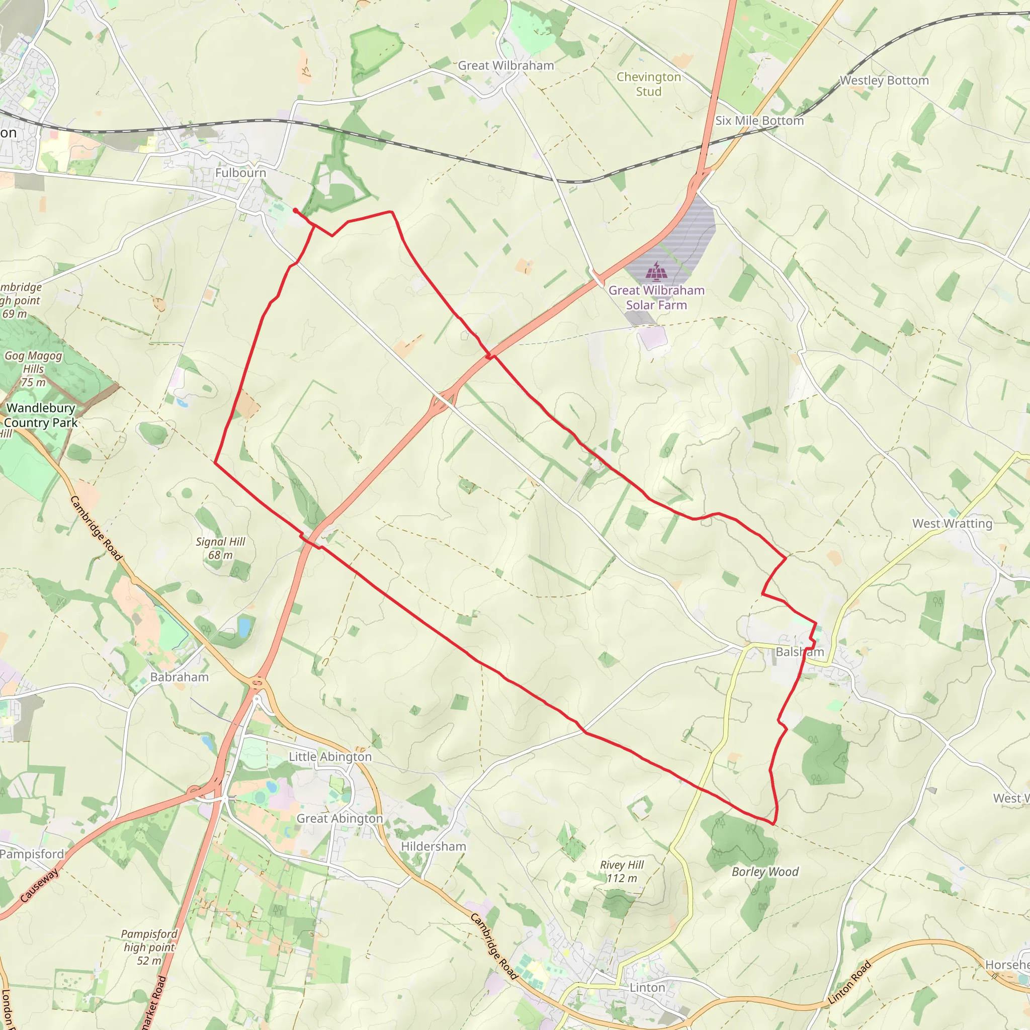 Fulbourn to Balsham Loop Walk mobile static map