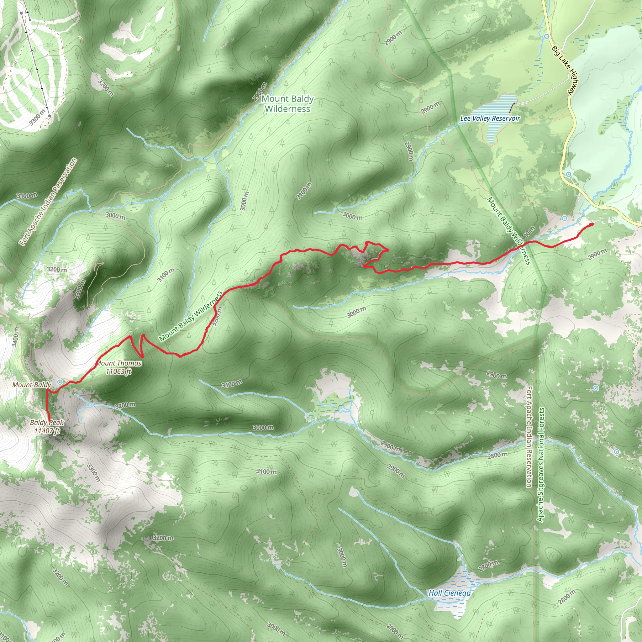 Baldy Peak via East Baldy Trail mobile static map