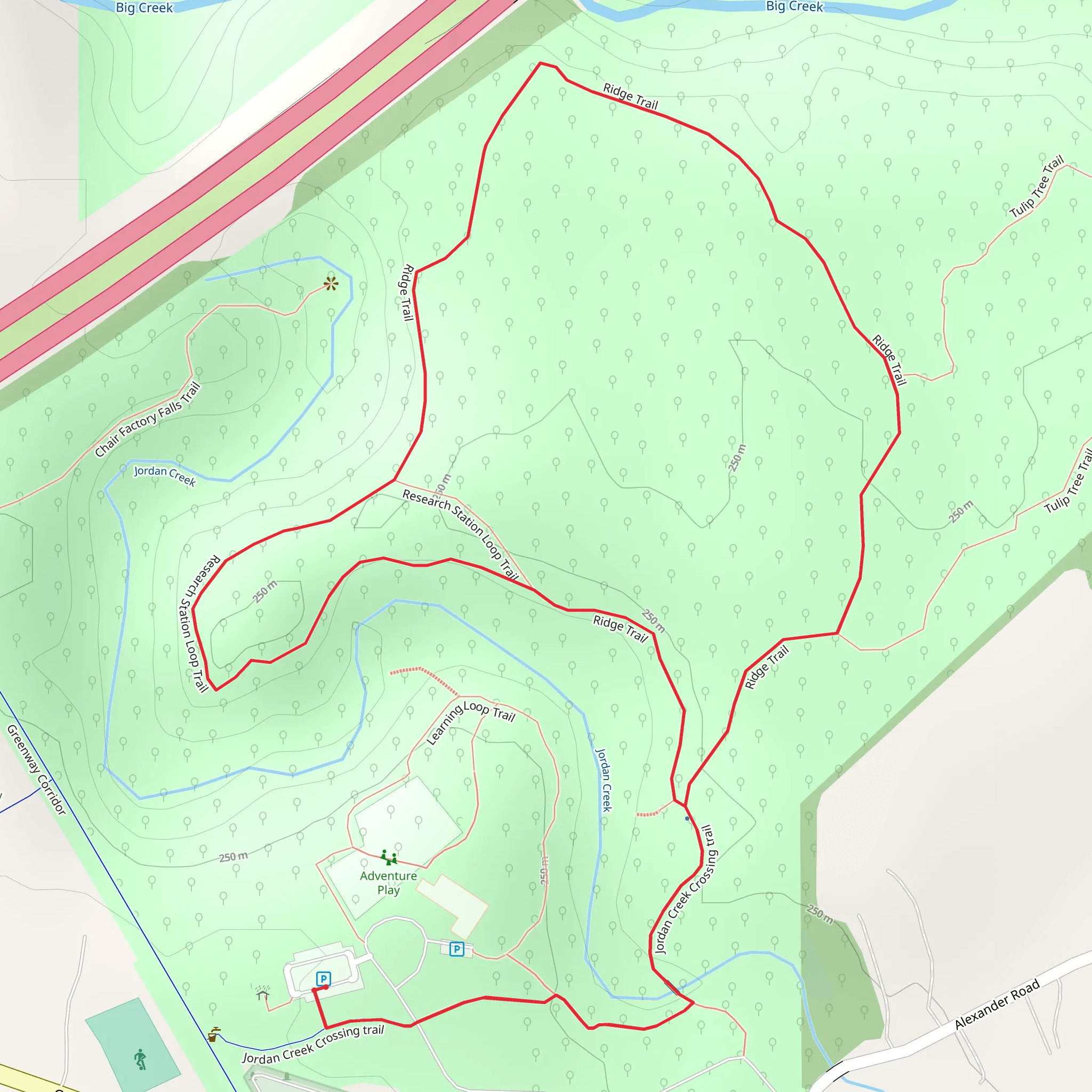 Jordan Creek Crossing and Ridge Loop Trail mobile static map
