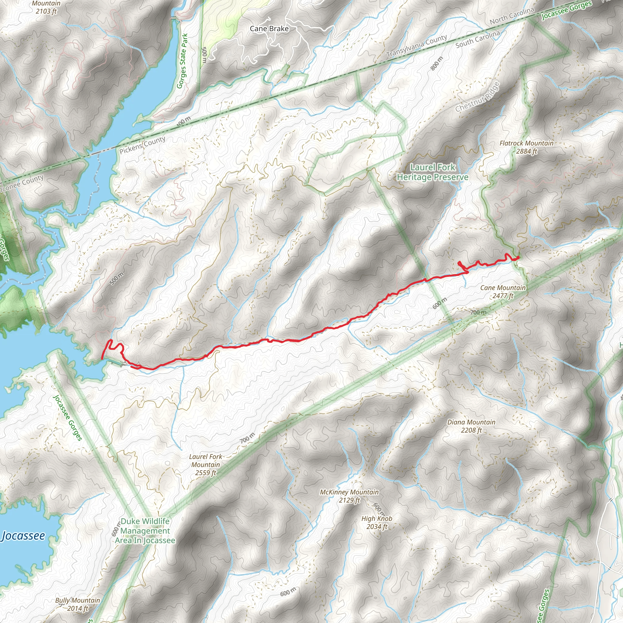 Lake Jocassee via Laurel Fork Creek Road mobile static map