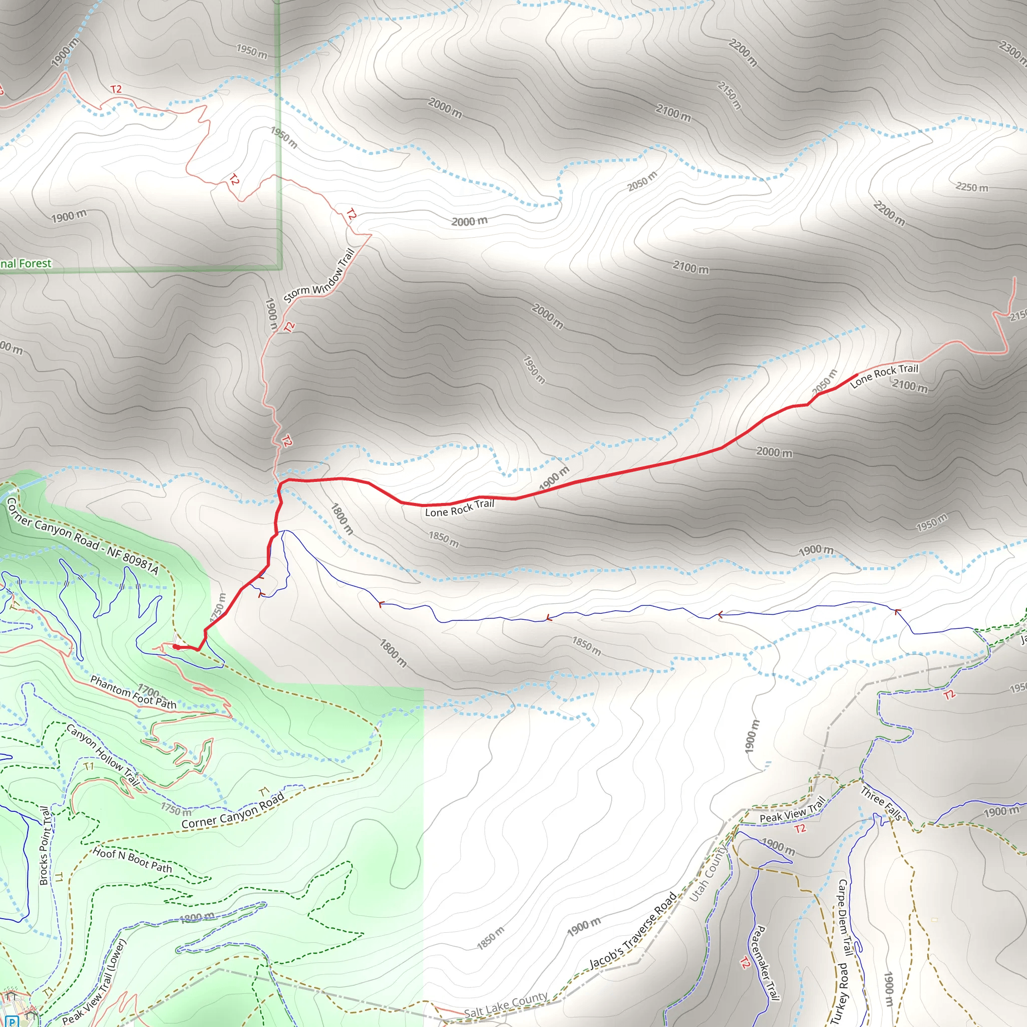 Lone Rock Trail Out and Back mobile static map