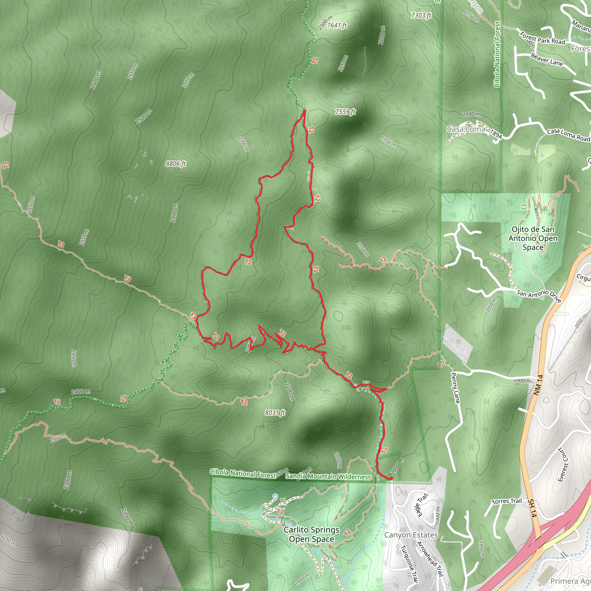 South Crest and Faulty Loop Trail mobile static map