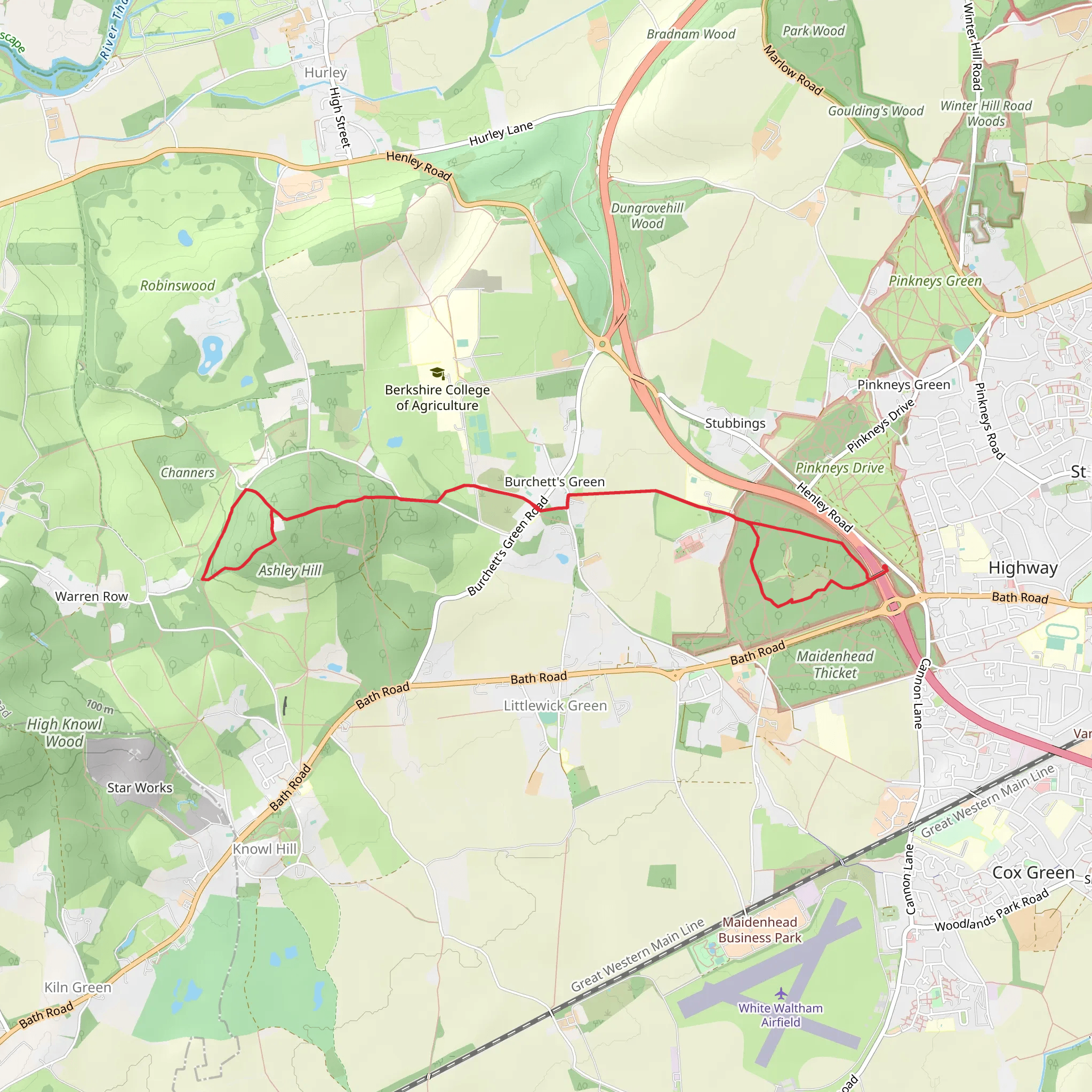 Maidenhead and Cookham Commons Loop mobile static map