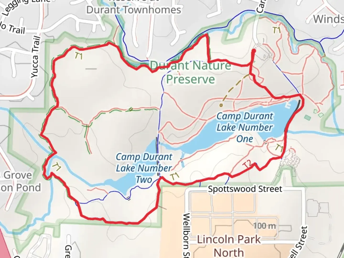 An image depicting the trail Camp Durant Lakes Loop and its surrounding area.