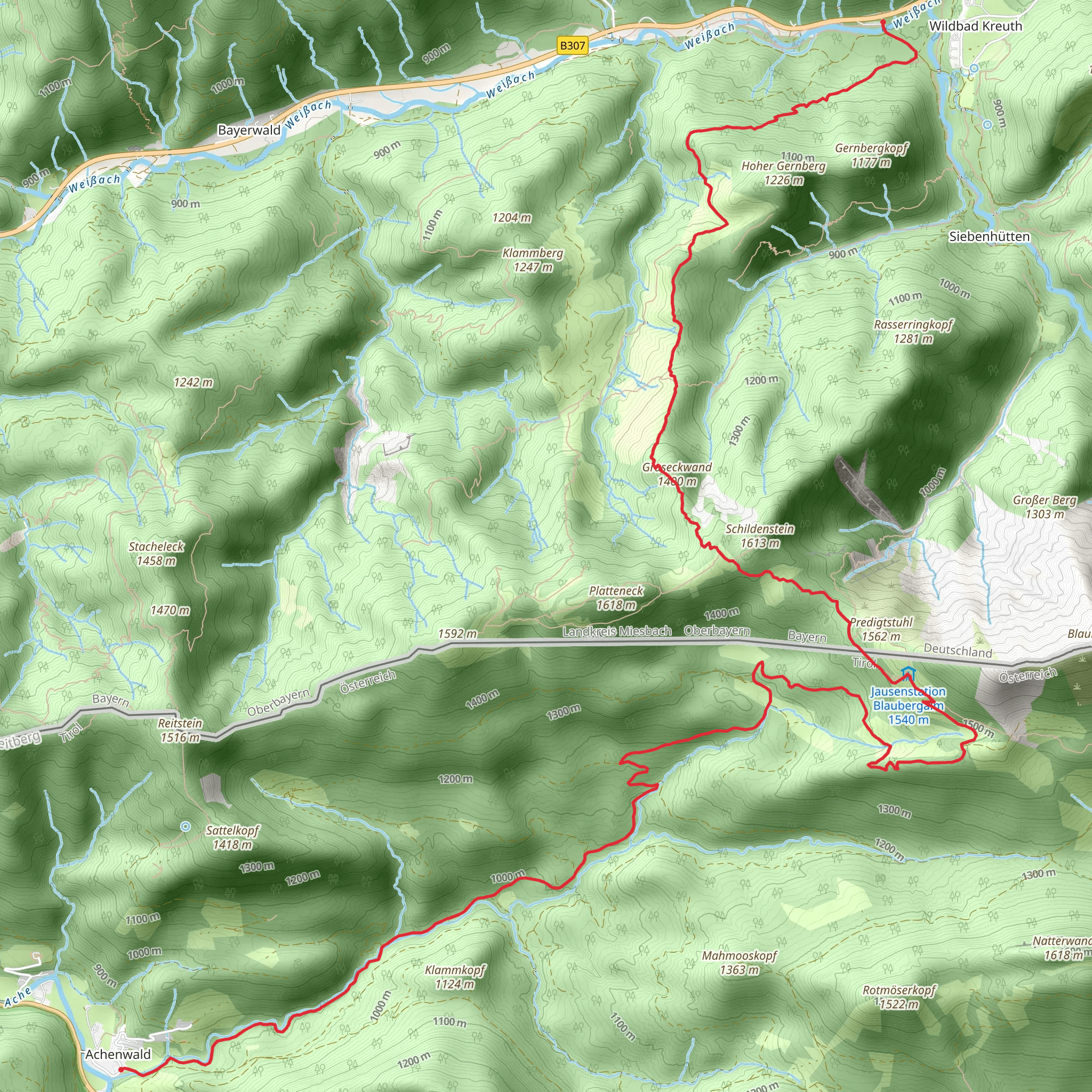 Achenwald to Wildbad Kreuth Walk mobile static map