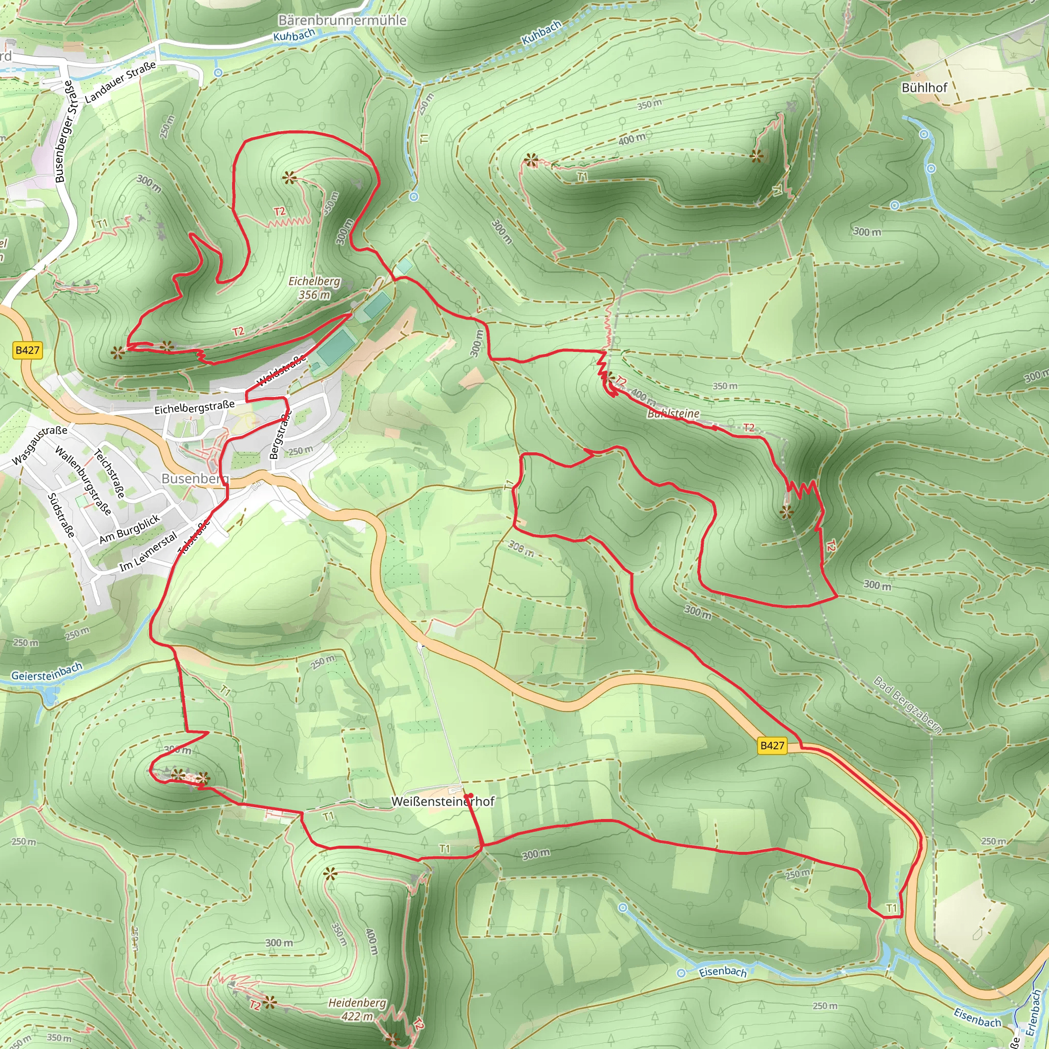 Burgruine Drachenfels, Eichelberg and Auf der Hart via Puhlestein Tour mobile static map