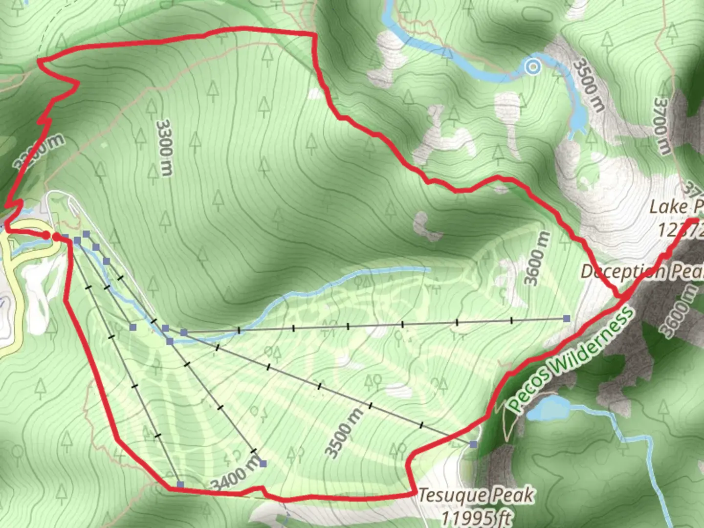 An image depicting the trail Deception Peak Loop via Ravens Ridge and Winsor Trail and its surrounding area.