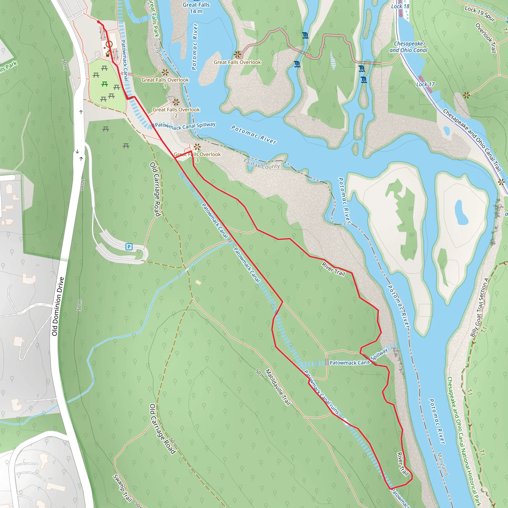 Patowmack Canal ruins and River Loop mobile static map