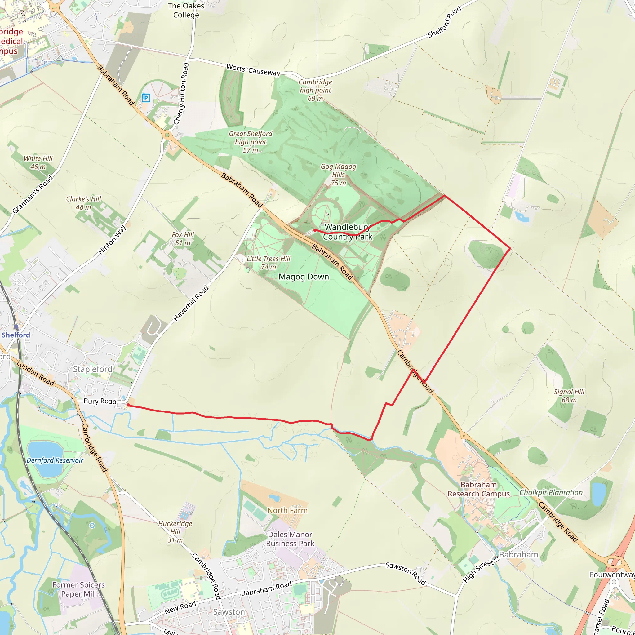 Gog Magog Hills Walk mobile static map