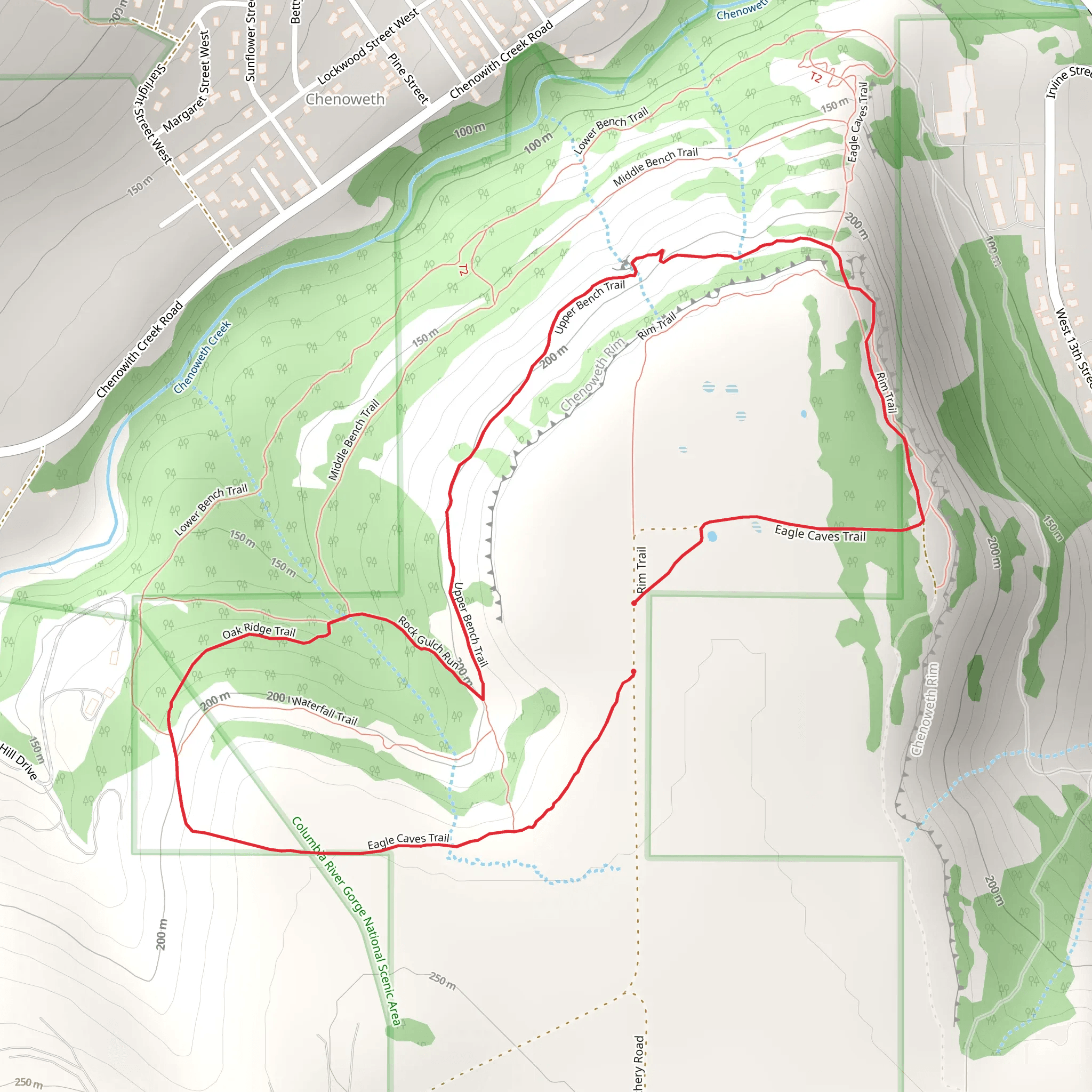 Oak Ridge Trail, Upper Bench Trail and Eagle Caves Loop Trail mobile static map