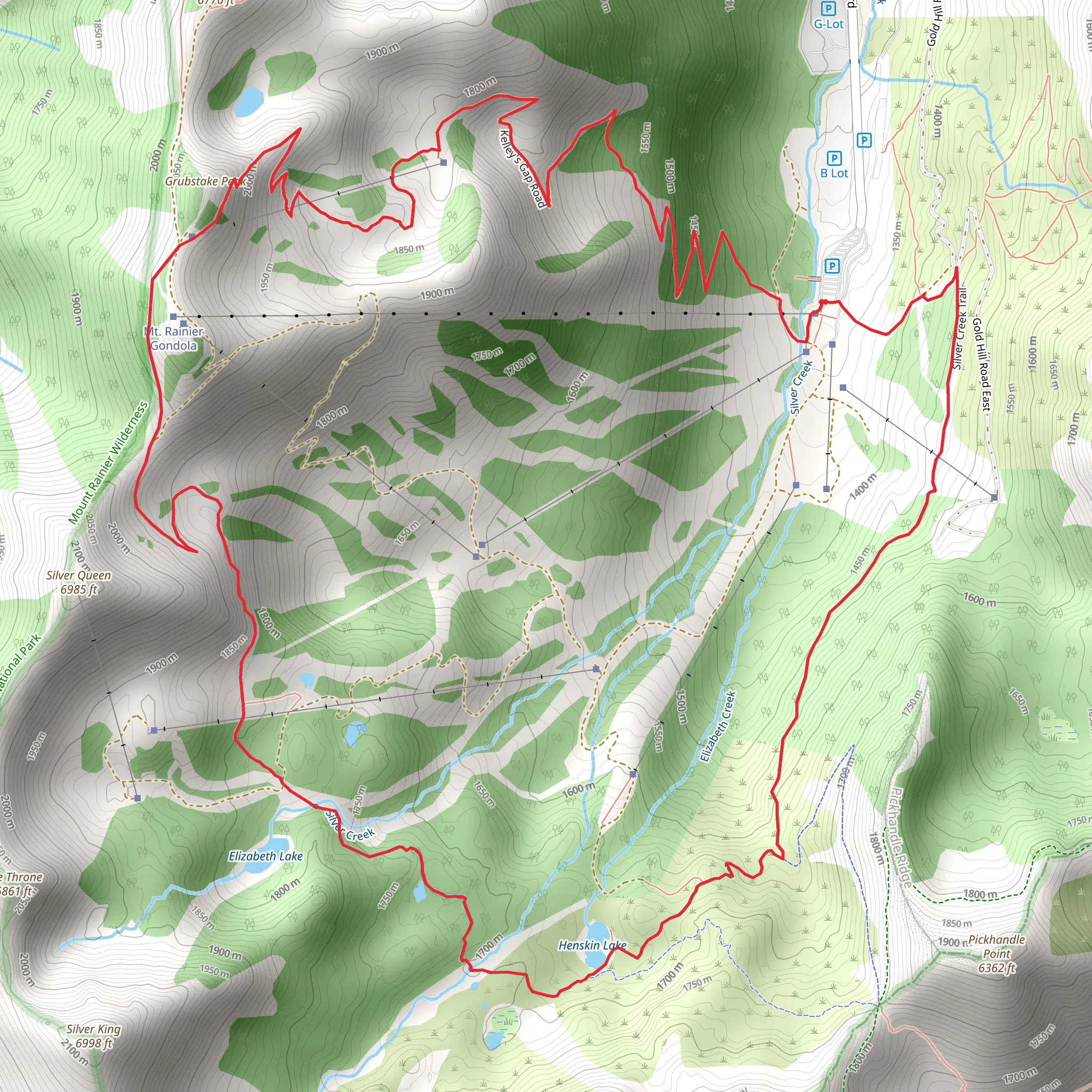 Silver Creek Trail and Crystal Mountain Trail mobile static map
