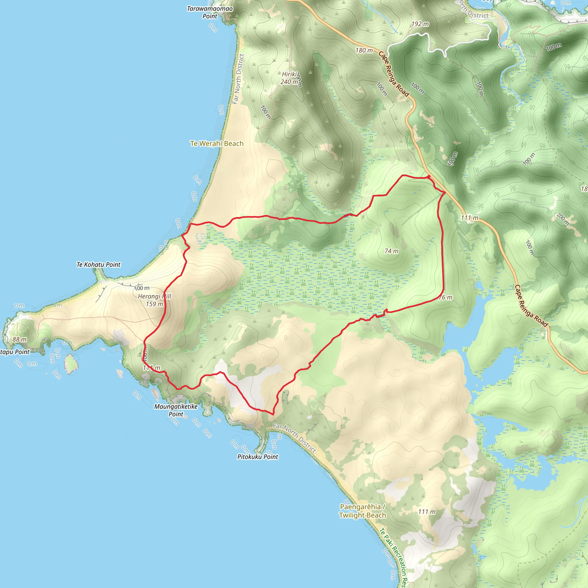 Twilight - Te Werahi Loop Track mobile static map