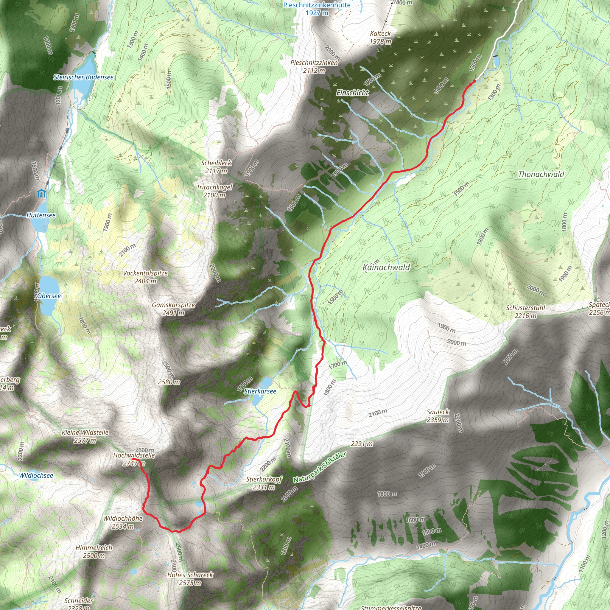 From the Satteltal Valley through Goldlacken mobile static map