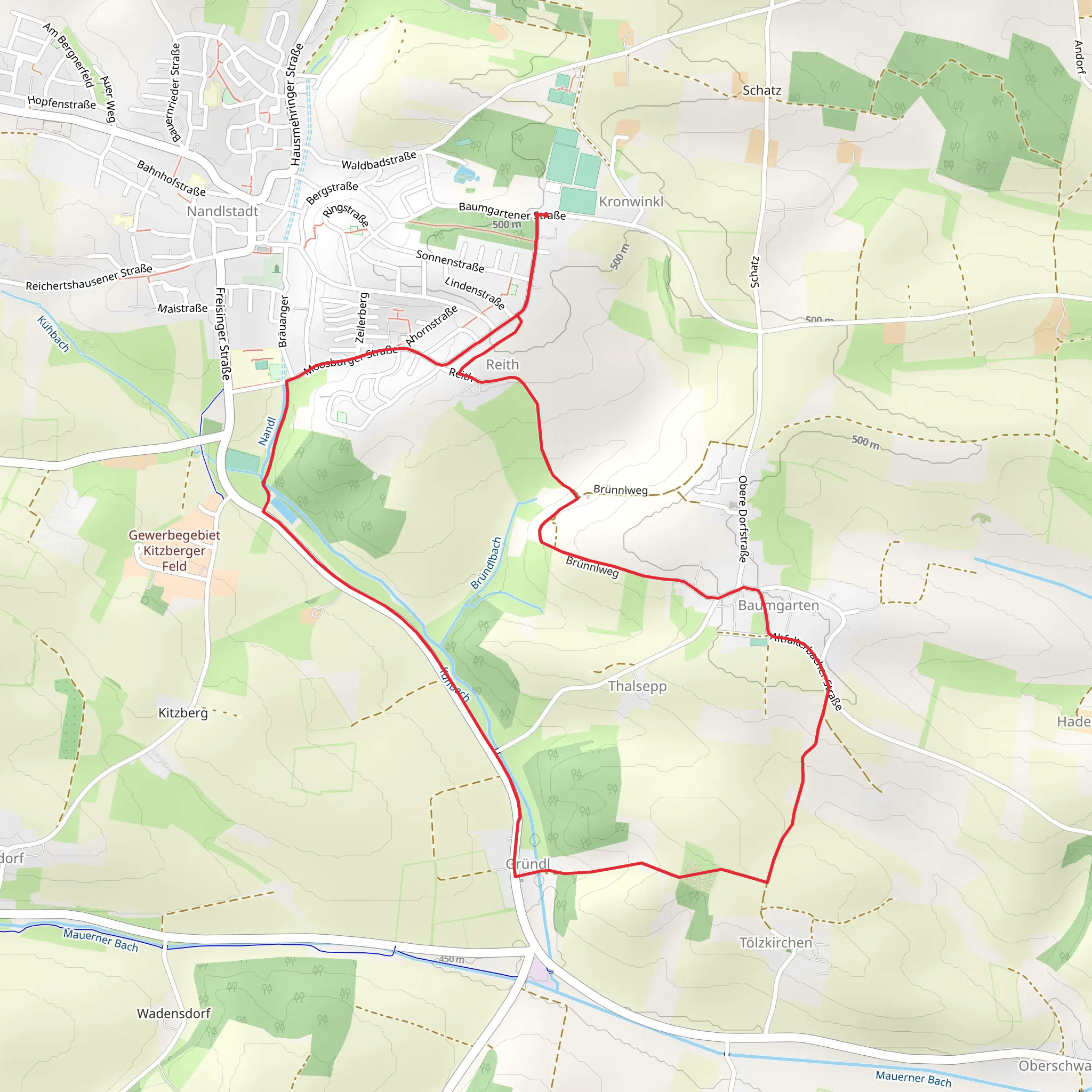 Gründl and Reith Loop mobile static map